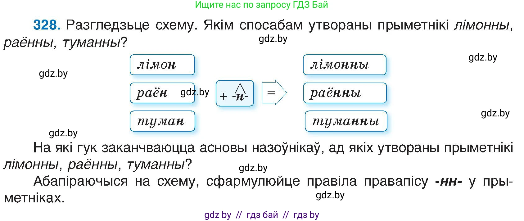 Белорусский язык (Беларуская мова), 6 класс Учебник, авторы: Валочка Ганна Міхайлаўна, Зелянко Вольга Уладзіміраўна, Мартынкевіч Святлана Васільеўна, Якуба Святлана Міхайлаўна, Бажкова Т І, издательство Акадэмія адукацыі, Минск, 2025, страница 166, номер 328, Условие 2025