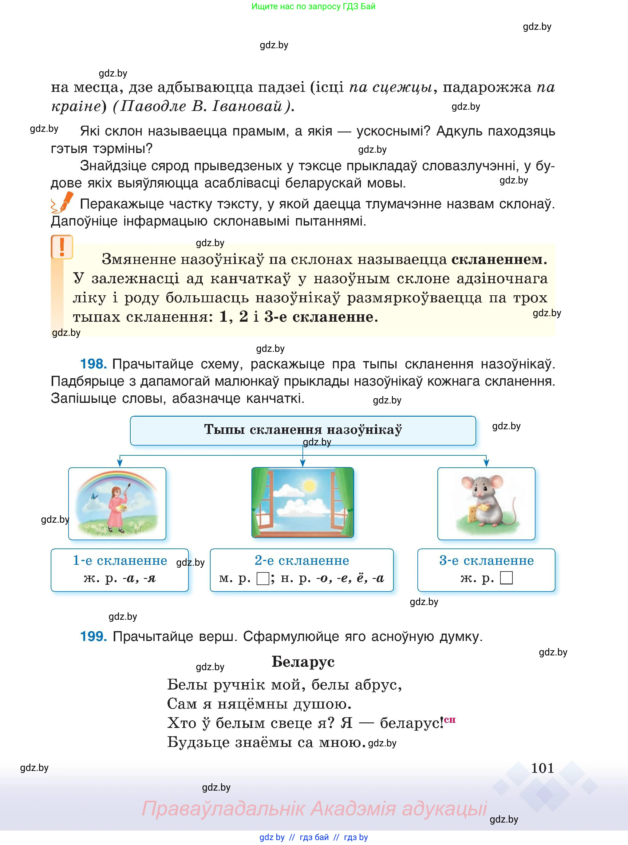 Белорусский язык (Беларуская мова), 6 класс Учебник, авторы: Валочка Ганна Міхайлаўна, Зелянко Вольга Уладзіміраўна, Мартынкевіч Святлана Васільеўна, Якуба Святлана Міхайлаўна, Бажкова Т І, издательство Акадэмія адукацыі, Минск, 2025, страница 101