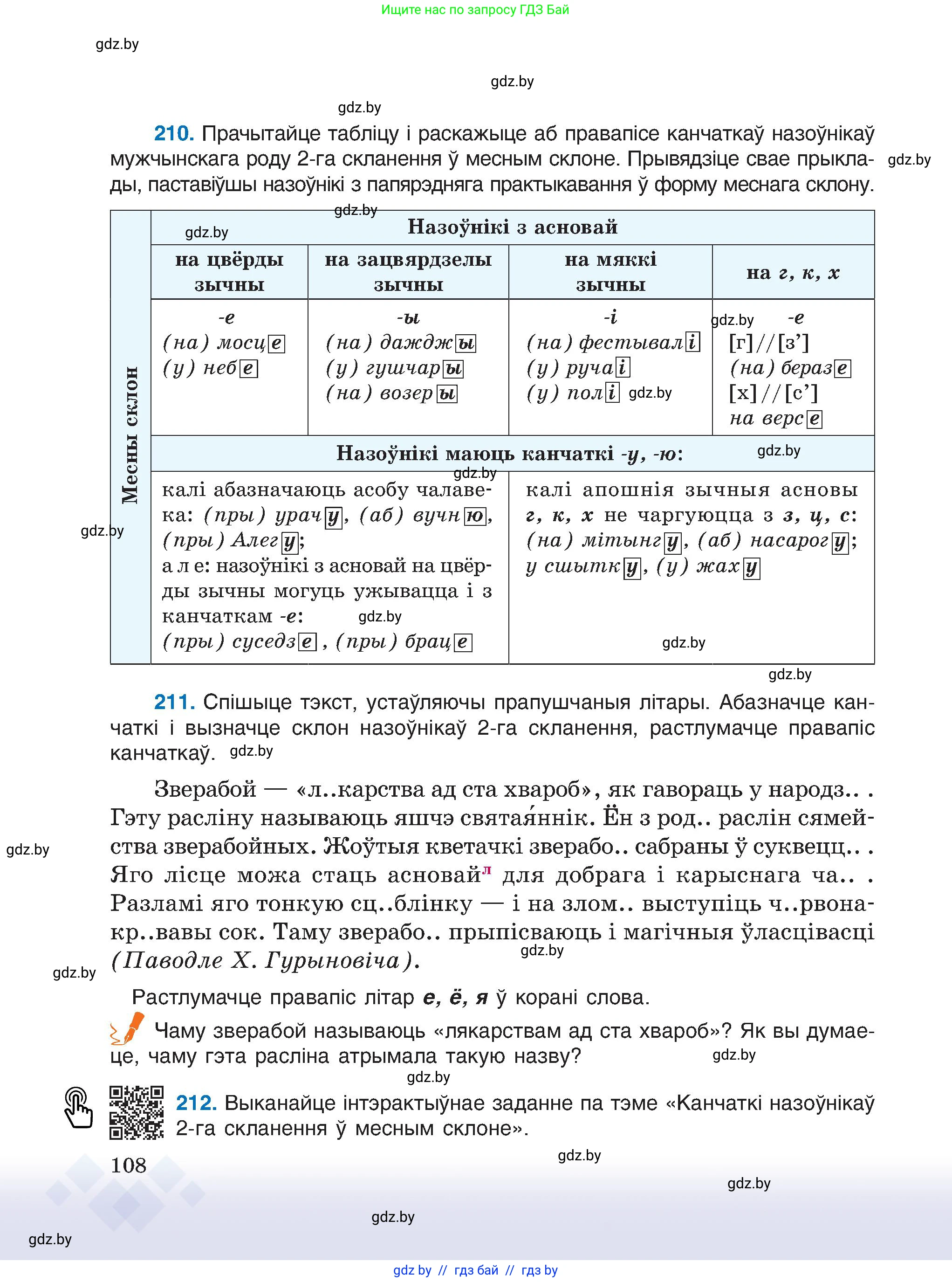 Белорусский язык (Беларуская мова), 6 класс Учебник, авторы: Валочка Ганна Міхайлаўна, Зелянко Вольга Уладзіміраўна, Мартынкевіч Святлана Васільеўна, Якуба Святлана Міхайлаўна, Бажкова Т І, издательство Акадэмія адукацыі, Минск, 2025, страница 108