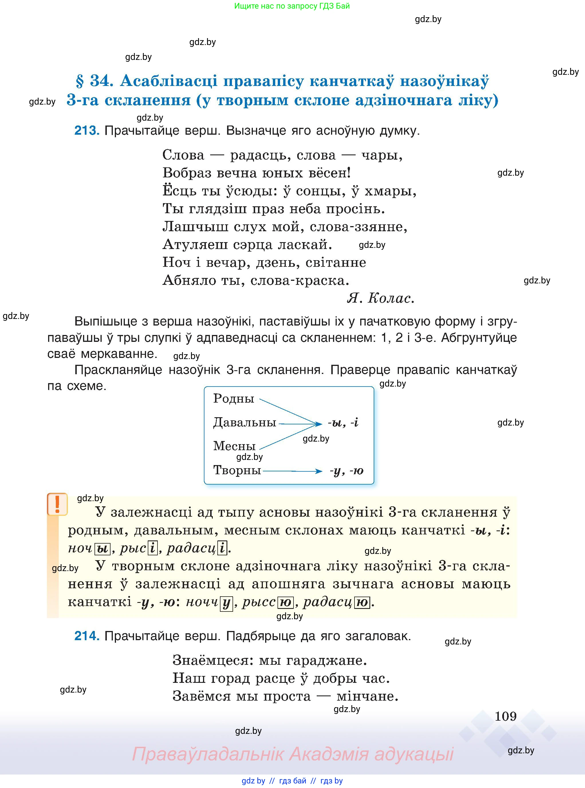 Белорусский язык (Беларуская мова), 6 класс Учебник, авторы: Валочка Ганна Міхайлаўна, Зелянко Вольга Уладзіміраўна, Мартынкевіч Святлана Васільеўна, Якуба Святлана Міхайлаўна, Бажкова Т І, издательство Акадэмія адукацыі, Минск, 2025, страница 109
