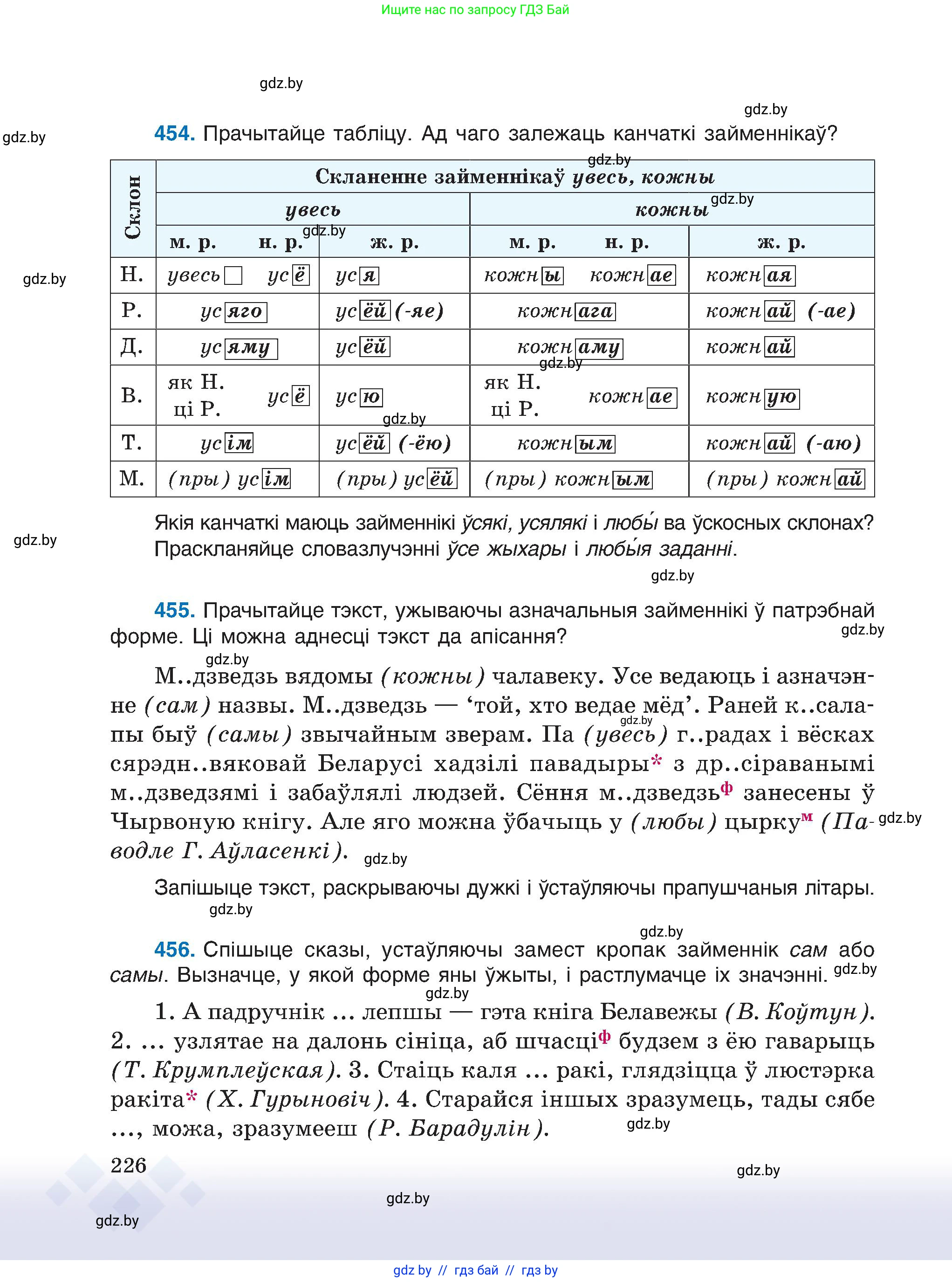 Белорусский язык (Беларуская мова), 6 класс Учебник, авторы: Валочка Ганна Міхайлаўна, Зелянко Вольга Уладзіміраўна, Мартынкевіч Святлана Васільеўна, Якуба Святлана Міхайлаўна, Бажкова Т І, издательство Акадэмія адукацыі, Минск, 2025, страница 226