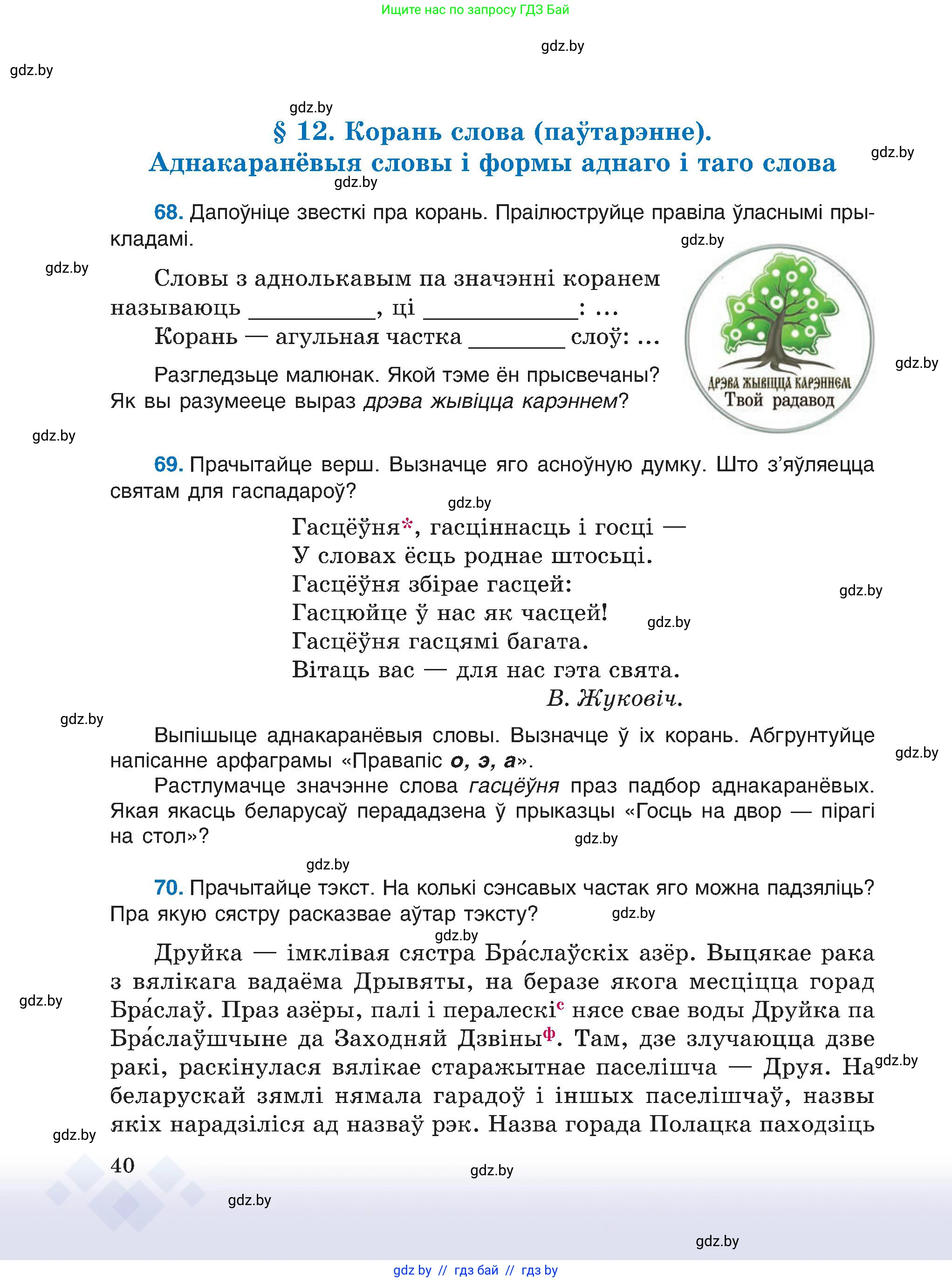Белорусский язык (Беларуская мова), 6 класс Учебник, авторы: Валочка Ганна Міхайлаўна, Зелянко Вольга Уладзіміраўна, Мартынкевіч Святлана Васільеўна, Якуба Святлана Міхайлаўна, Бажкова Т І, издательство Акадэмія адукацыі, Минск, 2025, страница 40