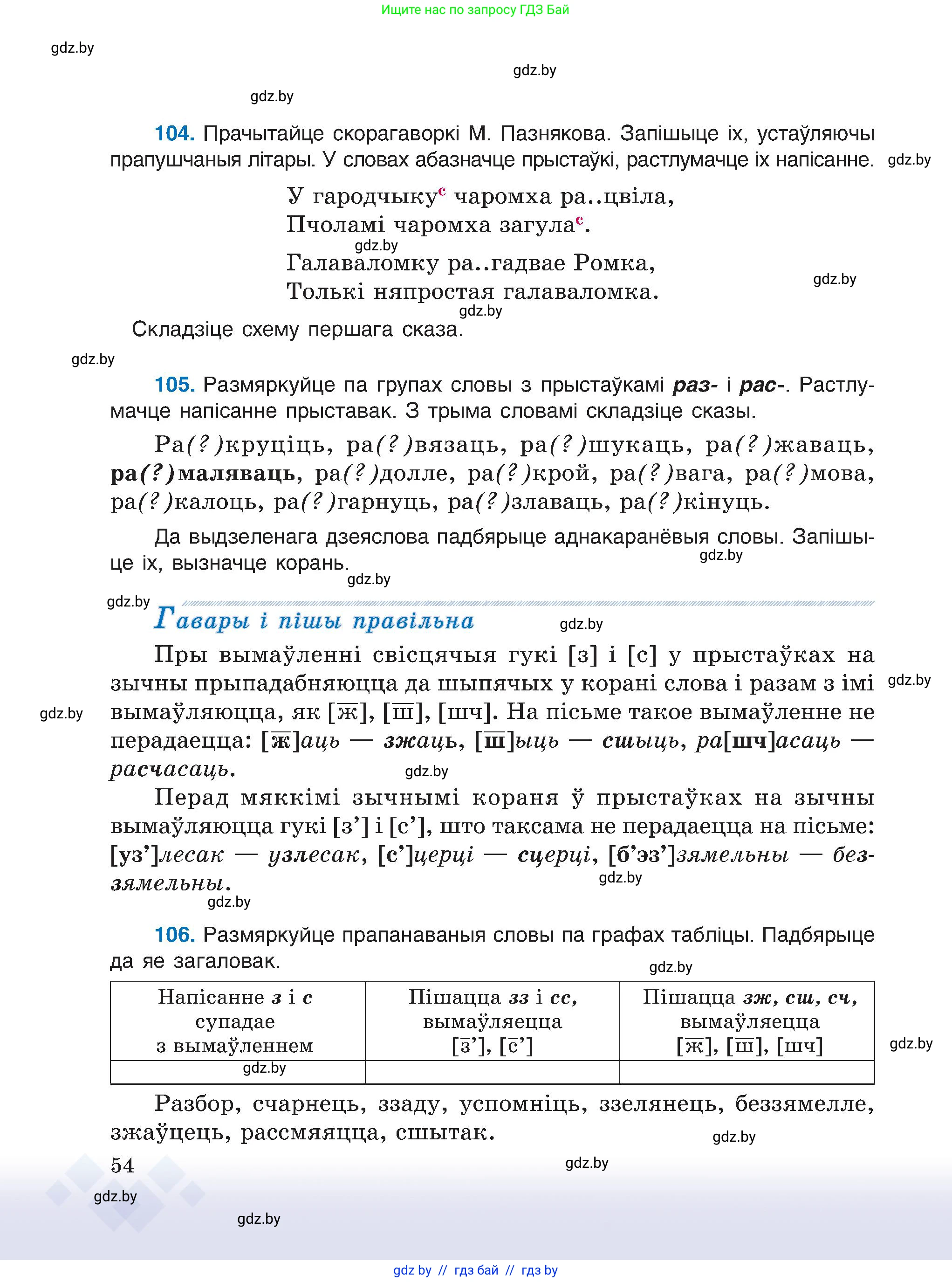 Белорусский язык (Беларуская мова), 6 класс Учебник, авторы: Валочка Ганна Міхайлаўна, Зелянко Вольга Уладзіміраўна, Мартынкевіч Святлана Васільеўна, Якуба Святлана Міхайлаўна, Бажкова Т І, издательство Акадэмія адукацыі, Минск, 2025, страница 54