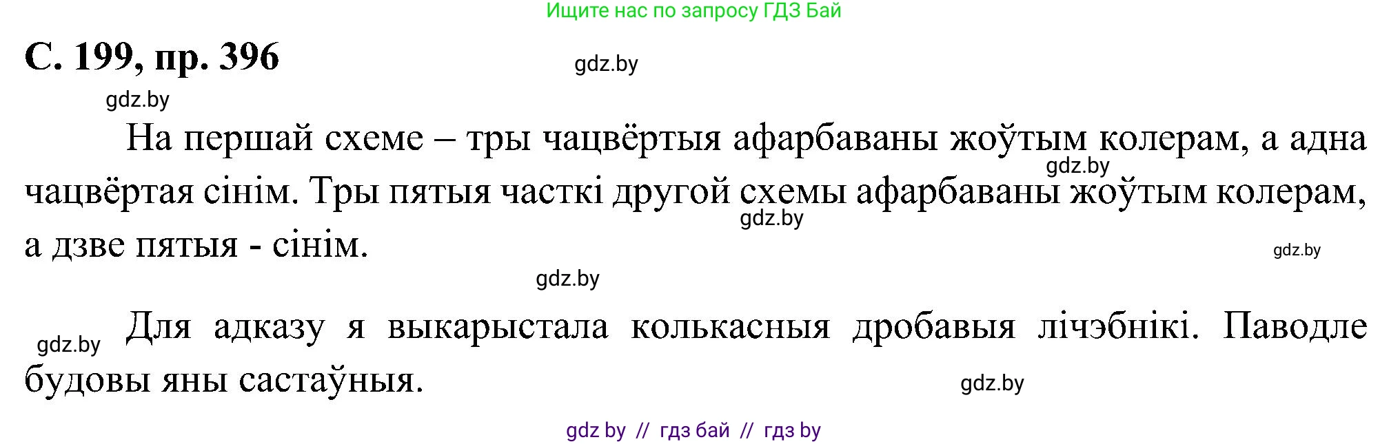 Белорусский язык (Беларуская мова), 6 класс Учебник, авторы: Валочка Ганна Міхайлаўна, Зелянко Вольга Уладзіміраўна, Мартынкевіч Святлана Васільеўна, Якуба Святлана Міхайлаўна, Бажкова Т І, издательство Акадэмія адукацыі, Минск, 2025, страница 199, номер 396, Решение