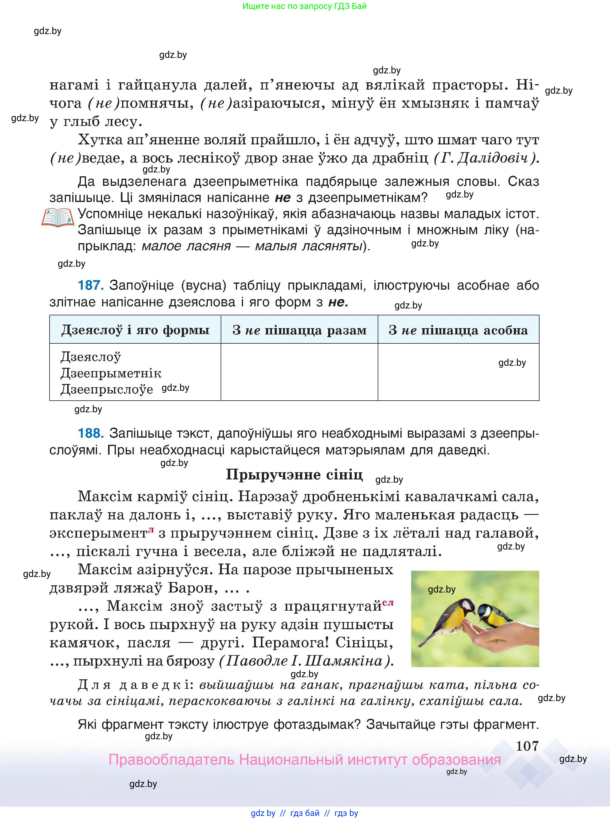 Белорусский язык (Беларуская мова), 7 класс Учебник, авторы: Валочка Ганна Міхайлаўна, Зелянко Вольга Уладзіміраўна, Язерская Святлана Анатольеўна, издательство Нацыянальны інстытут адукацыі, Минск, 2020, страница 107