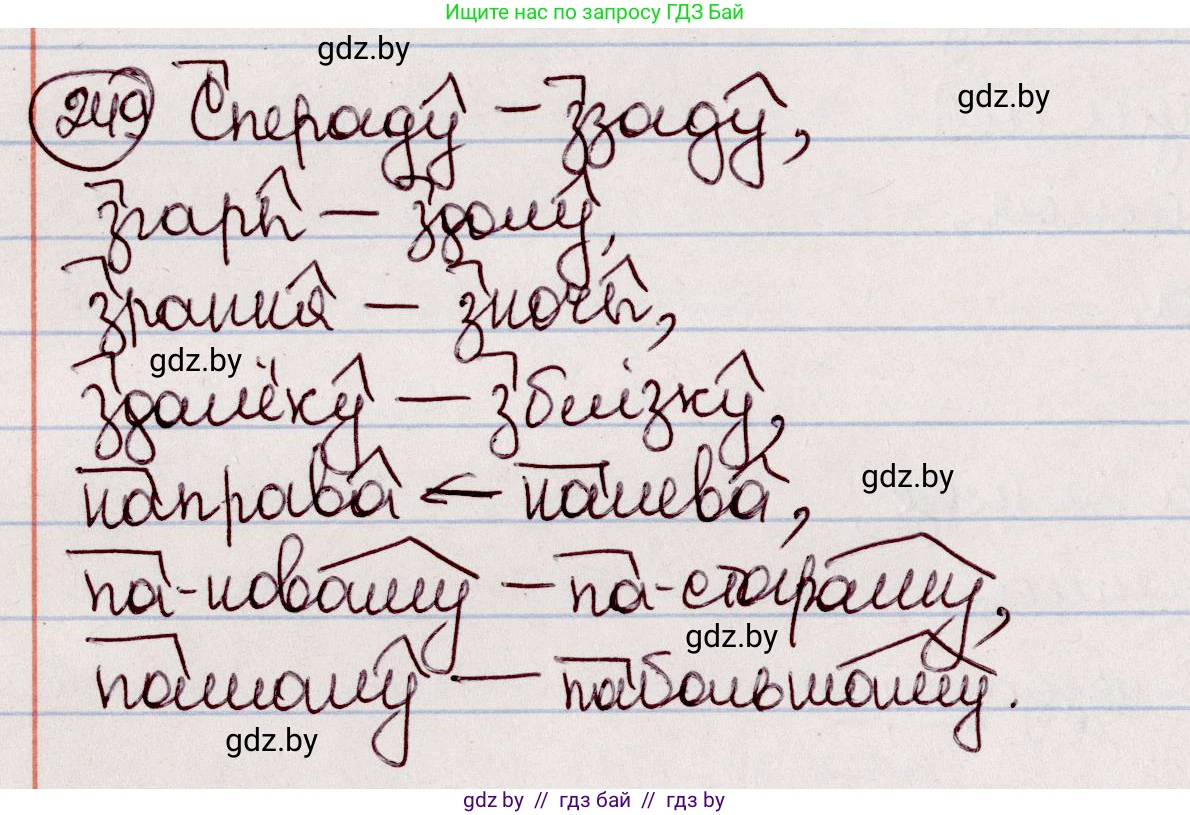 Белорусский язык (Беларуская мова), 7 класс Учебник, авторы: Валочка Ганна Міхайлаўна, Зелянко Вольга Уладзіміраўна, Язерская Святлана Анатольеўна, издательство Нацыянальны інстытут адукацыі, Минск, 2020, страница 141, номер 249, Решение