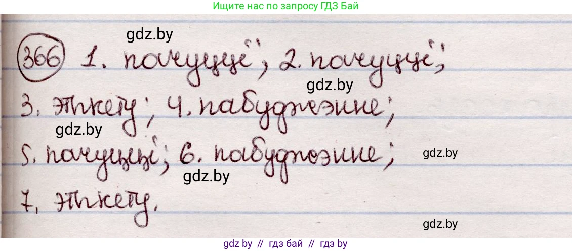 Белорусский язык (Беларуская мова), 7 класс Учебник, авторы: Валочка Ганна Міхайлаўна, Зелянко Вольга Уладзіміраўна, Язерская Святлана Анатольеўна, издательство Нацыянальны інстытут адукацыі, Минск, 2020, страница 216, номер 366, Решение