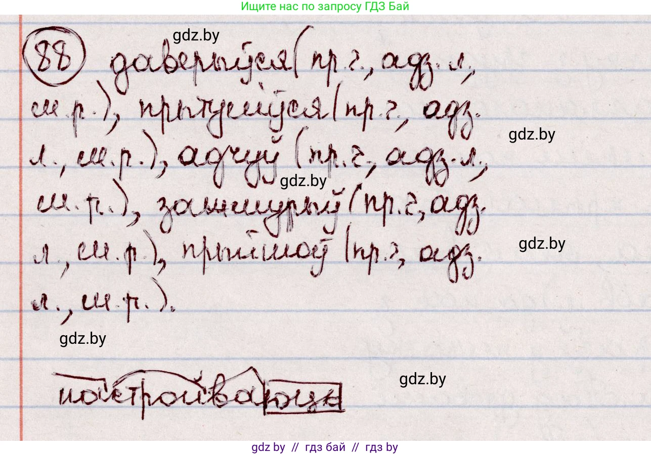 Белорусский язык (Беларуская мова), 7 класс Учебник, авторы: Валочка Ганна Міхайлаўна, Зелянко Вольга Уладзіміраўна, Язерская Святлана Анатольеўна, издательство Нацыянальны інстытут адукацыі, Минск, 2020, страница 55, номер 88, Решение