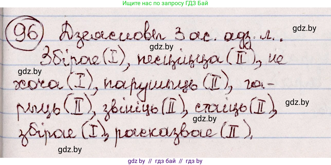 Белорусский язык (Беларуская мова), 7 класс Учебник, авторы: Валочка Ганна Міхайлаўна, Зелянко Вольга Уладзіміраўна, Язерская Святлана Анатольеўна, издательство Нацыянальны інстытут адукацыі, Минск, 2020, страница 61, номер 96, Решение