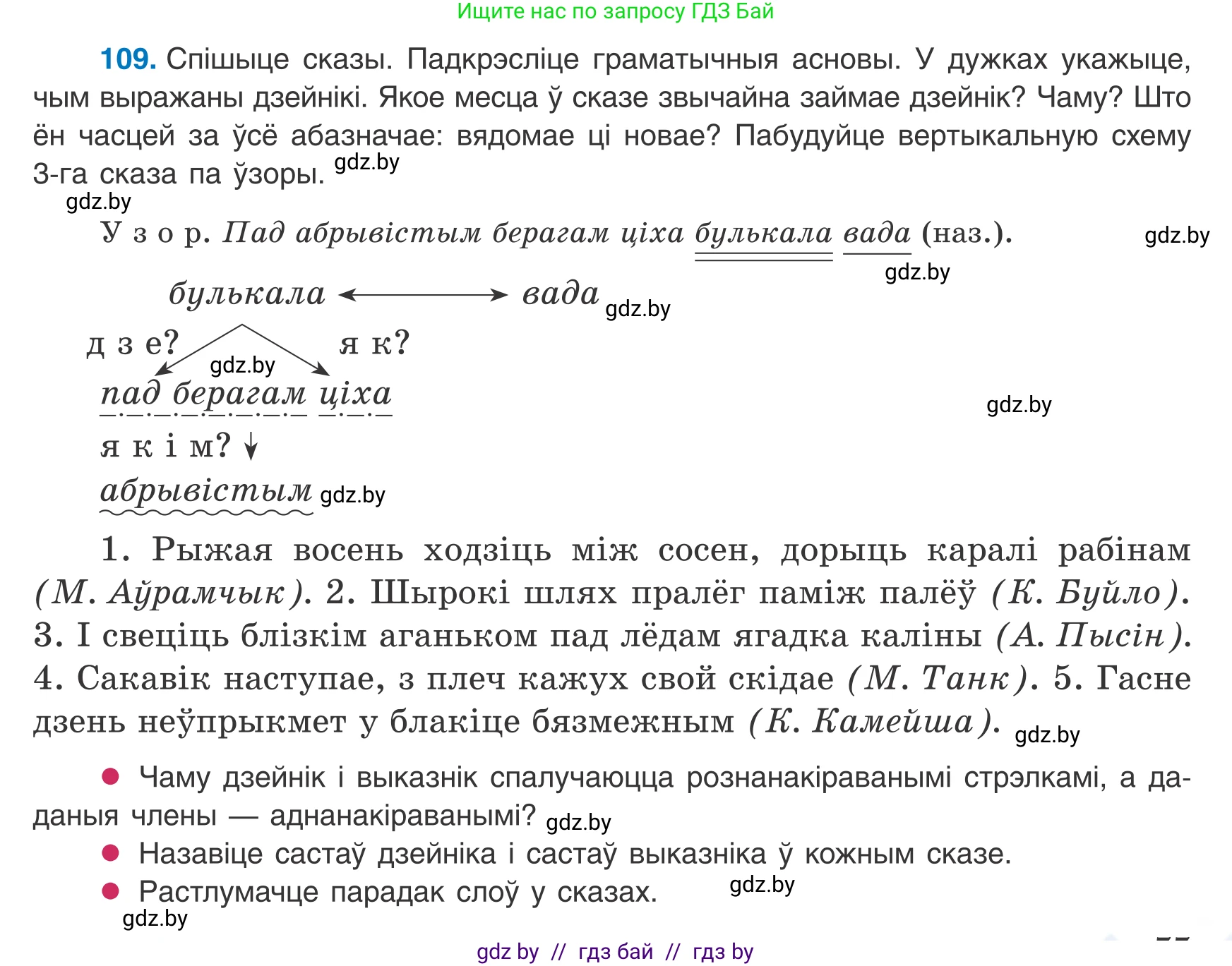 Белорусский язык (Беларуская мова), 8 класс Учебник, авторы: Бадзевіч Зінаіда Іванаўна, Саматыя Ірына Мікалаеўна, издательство Нацыянальны інстытут адукацыі, Минск, 2020, страница 77, номер 109, Условие