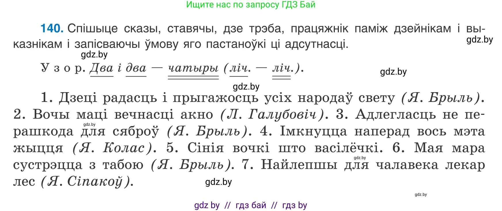 Белорусский язык (Беларуская мова), 8 класс Учебник, авторы: Бадзевіч Зінаіда Іванаўна, Саматыя Ірына Мікалаеўна, издательство Нацыянальны інстытут адукацыі, Минск, 2020, страница 96, номер 140, Условие