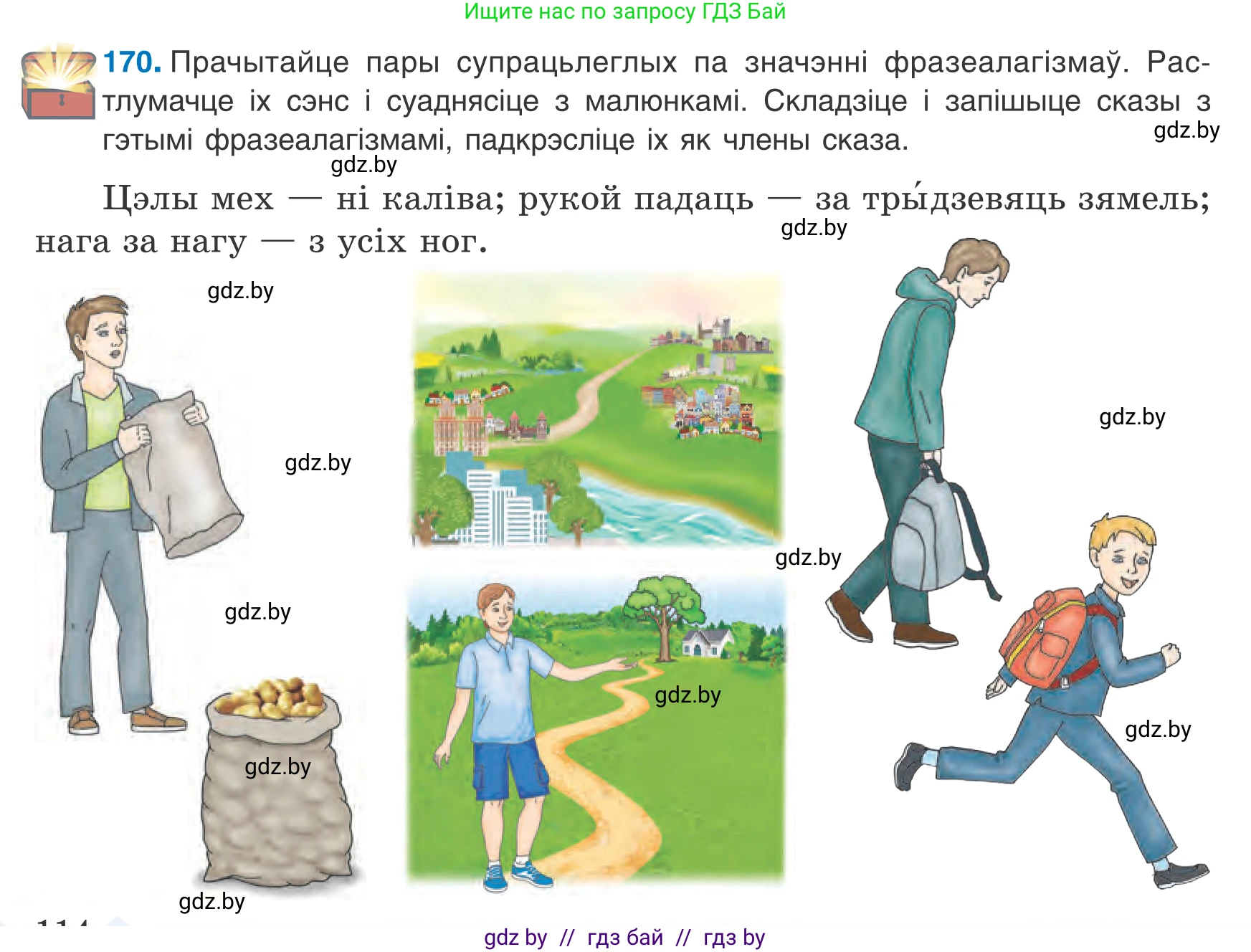 Белорусский язык (Беларуская мова), 8 класс Учебник, авторы: Бадзевіч Зінаіда Іванаўна, Саматыя Ірына Мікалаеўна, издательство Нацыянальны інстытут адукацыі, Минск, 2020, страница 114, номер 170, Условие
