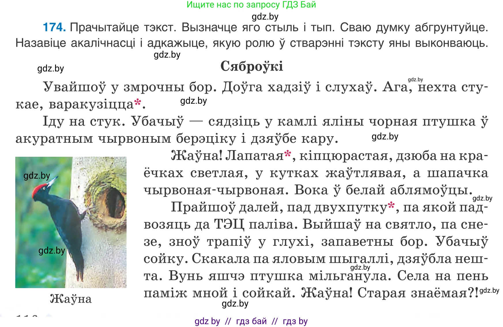 Белорусский язык (Беларуская мова), 8 класс Учебник, авторы: Бадзевіч Зінаіда Іванаўна, Саматыя Ірына Мікалаеўна, издательство Нацыянальны інстытут адукацыі, Минск, 2020, страница 116, номер 174, Условие