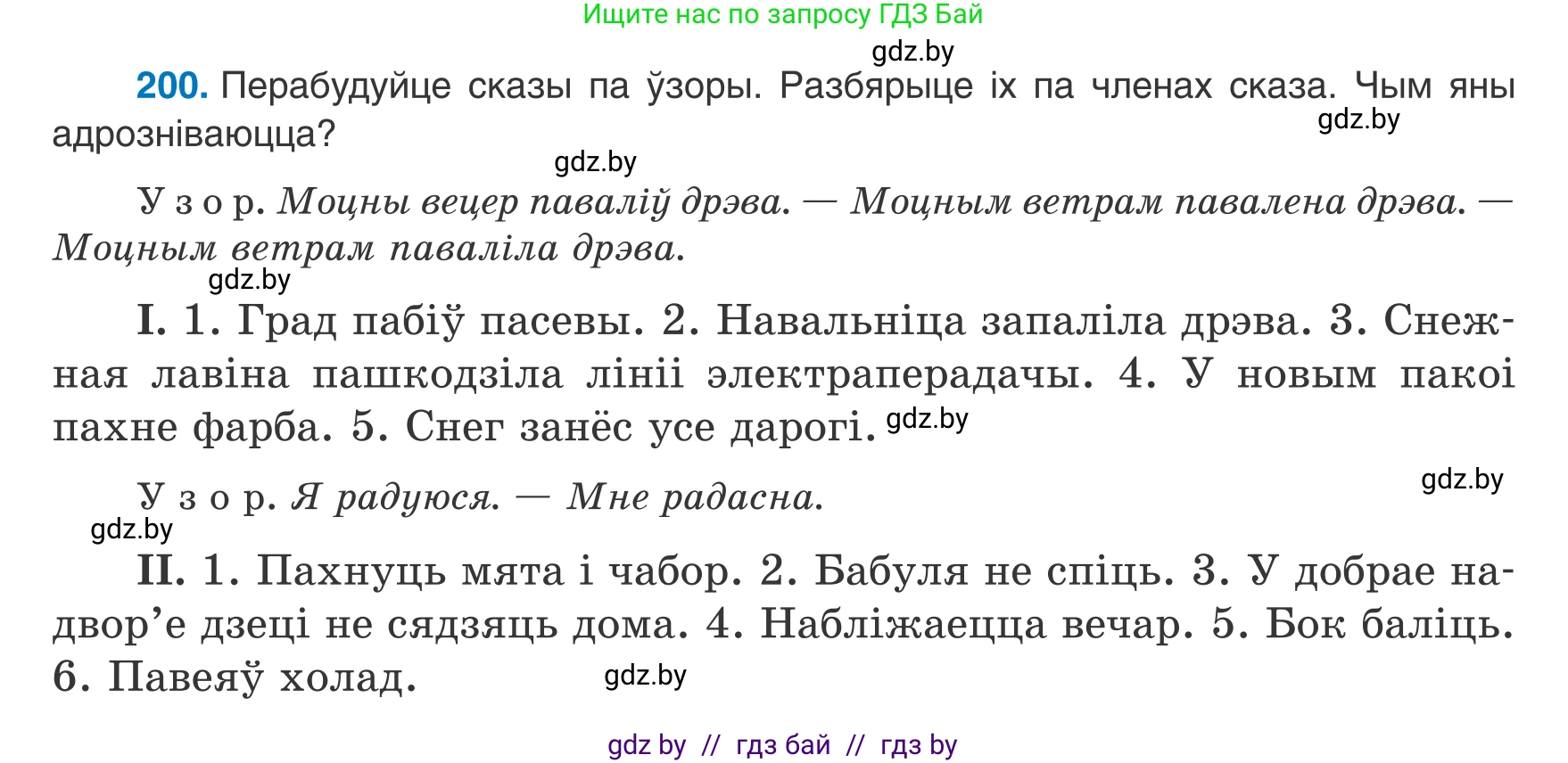 Белорусский язык (Беларуская мова), 8 класс Учебник, авторы: Бадзевіч Зінаіда Іванаўна, Саматыя Ірына Мікалаеўна, издательство Нацыянальны інстытут адукацыі, Минск, 2020, страница 126, номер 200, Условие