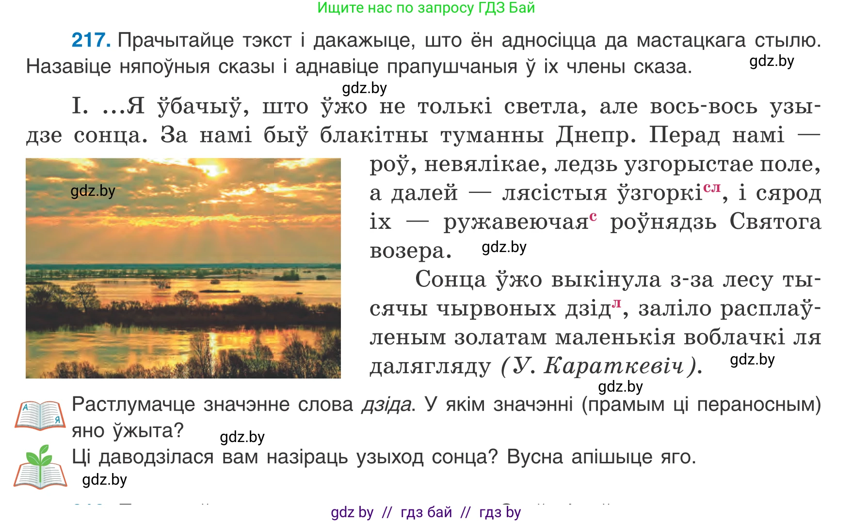 Белорусский язык (Беларуская мова), 8 класс Учебник, авторы: Бадзевіч Зінаіда Іванаўна, Саматыя Ірына Мікалаеўна, издательство Нацыянальны інстытут адукацыі, Минск, 2020, страница 134, номер 217, Условие