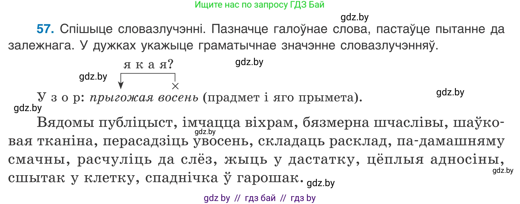 Белорусский язык (Беларуская мова), 8 класс Учебник, авторы: Бадзевіч Зінаіда Іванаўна, Саматыя Ірына Мікалаеўна, издательство Нацыянальны інстытут адукацыі, Минск, 2020, страница 47, номер 57, Условие