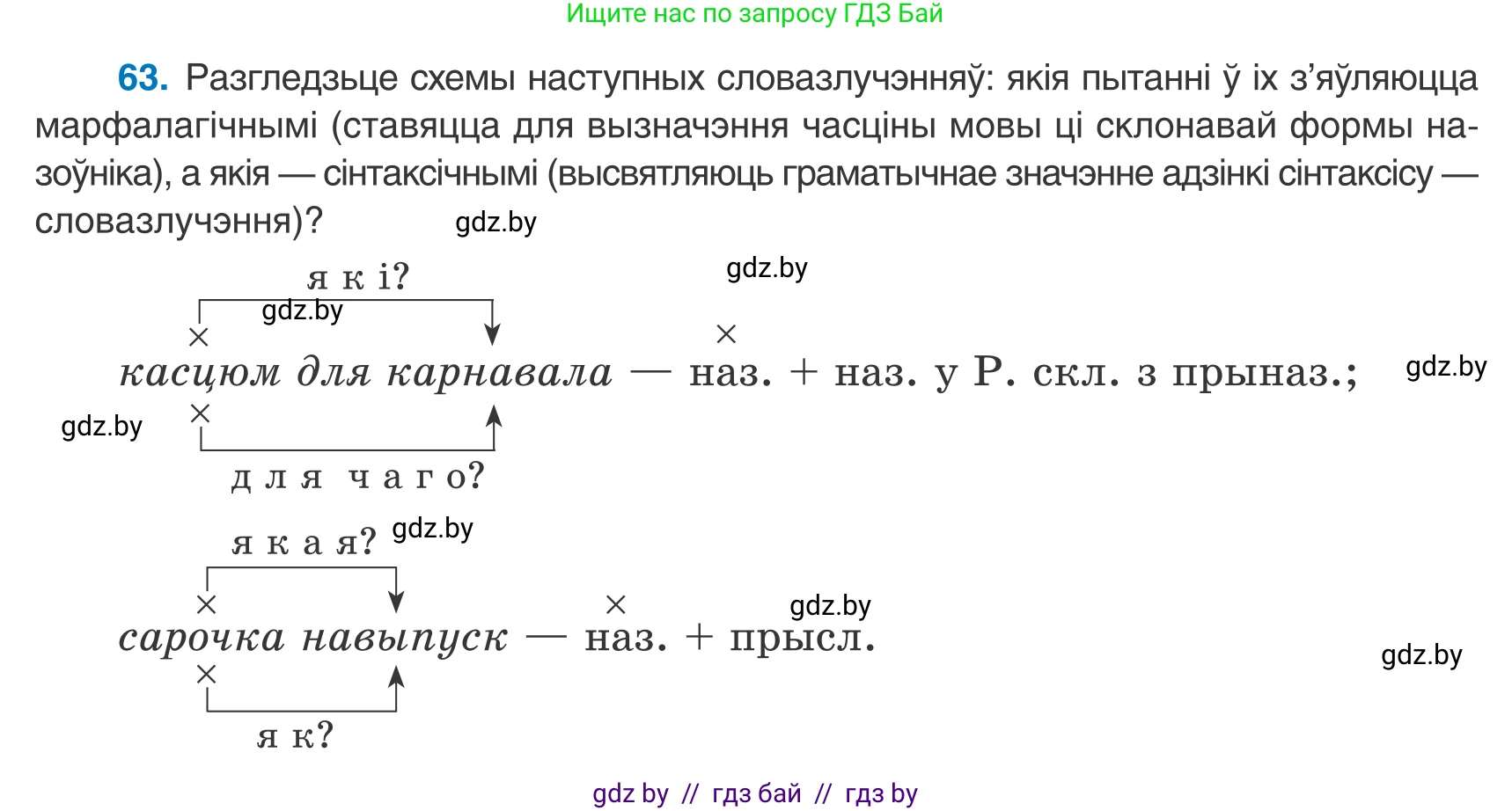 Белорусский язык (Беларуская мова), 8 класс Учебник, авторы: Бадзевіч Зінаіда Іванаўна, Саматыя Ірына Мікалаеўна, издательство Нацыянальны інстытут адукацыі, Минск, 2020, страница 49, номер 63, Условие