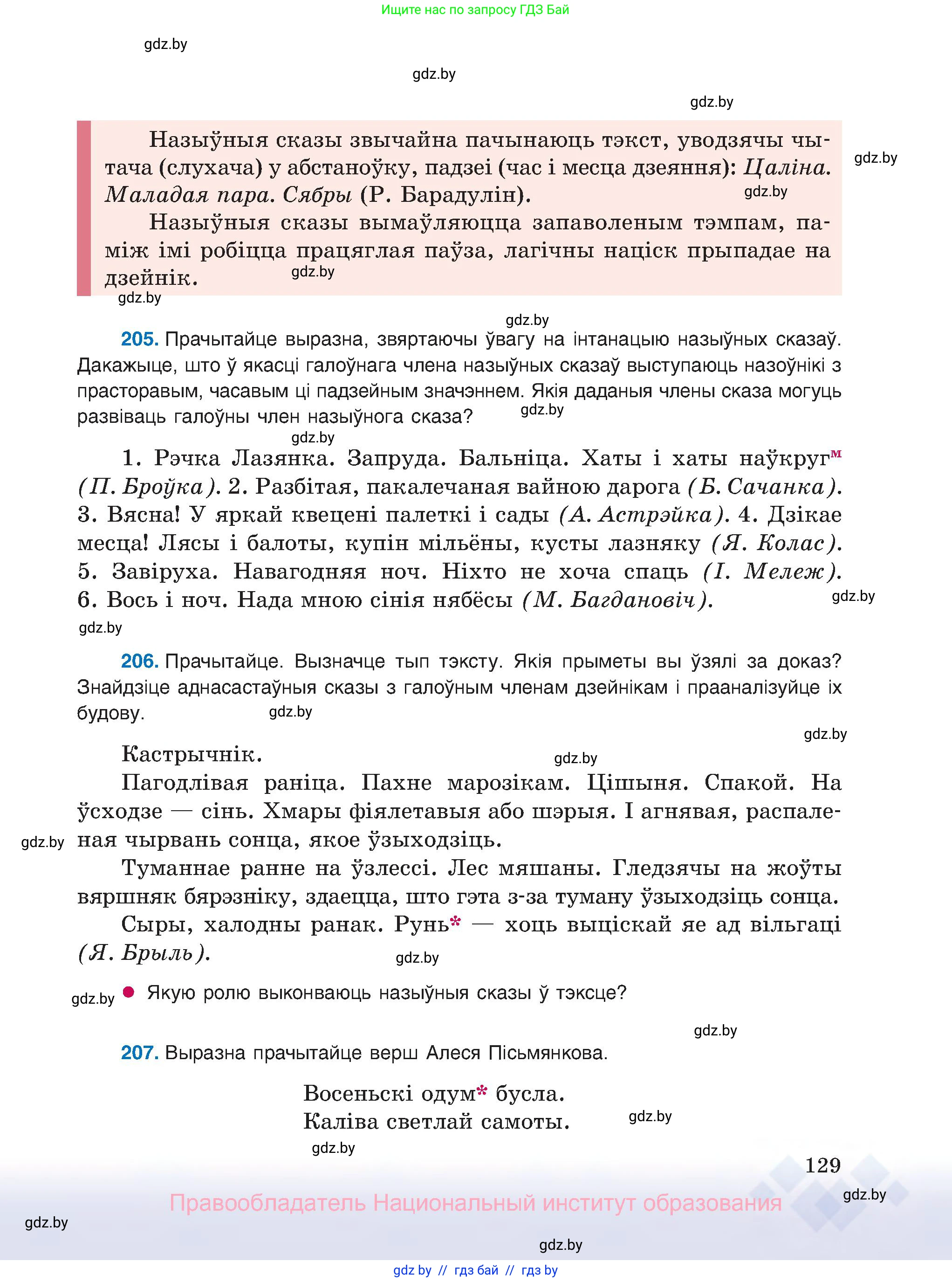 Белорусский язык (Беларуская мова), 8 класс Учебник, авторы: Бадзевіч Зінаіда Іванаўна, Саматыя Ірына Мікалаеўна, издательство Нацыянальны інстытут адукацыі, Минск, 2020, страница 129