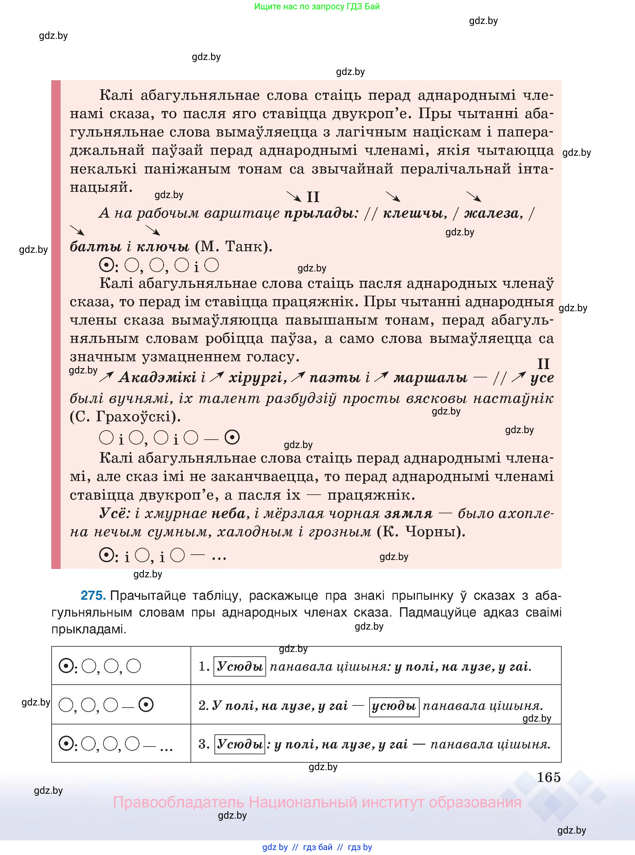 Белорусский язык (Беларуская мова), 8 класс Учебник, авторы: Бадзевіч Зінаіда Іванаўна, Саматыя Ірына Мікалаеўна, издательство Нацыянальны інстытут адукацыі, Минск, 2020, страница 165
