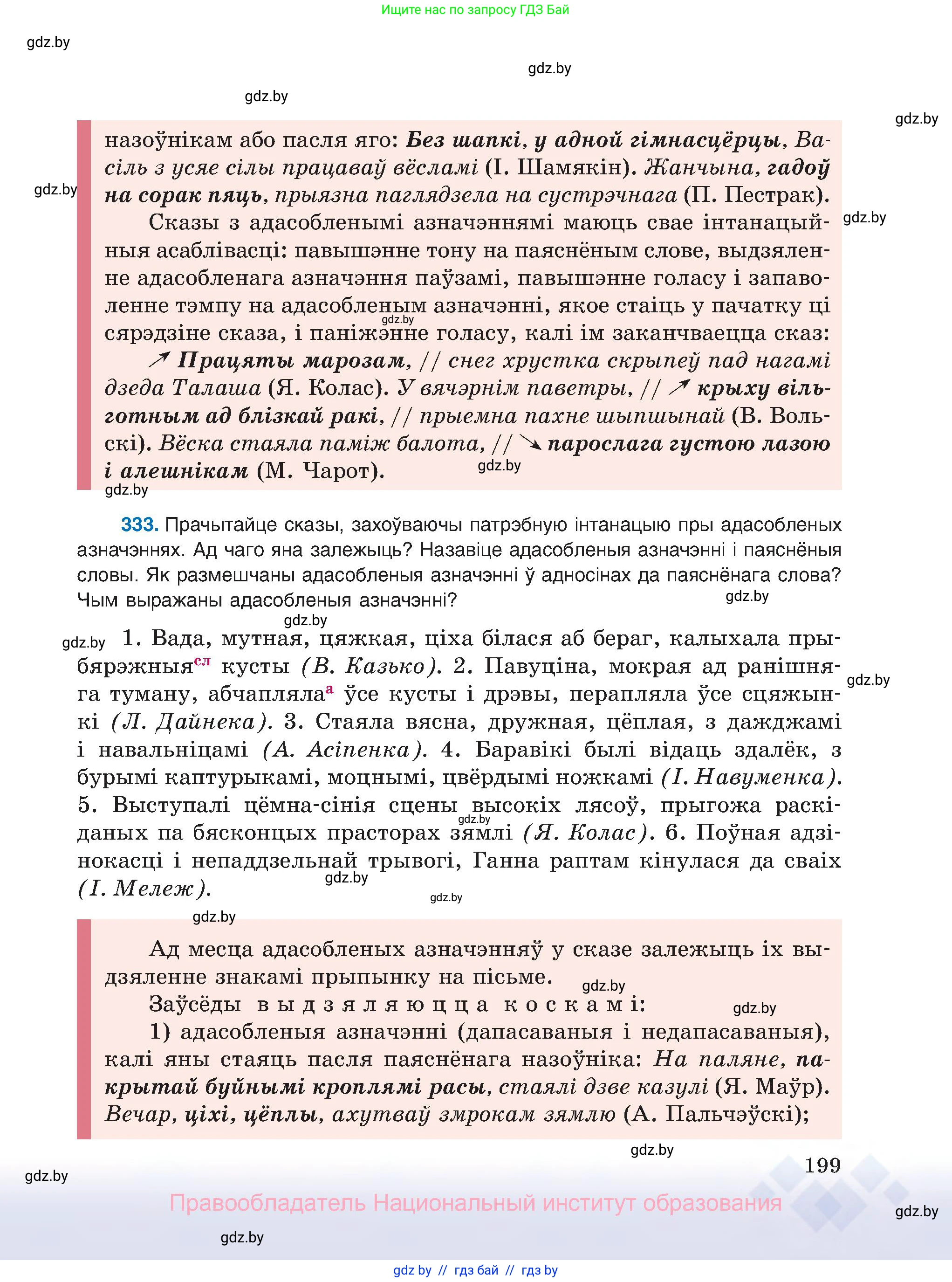 Белорусский язык (Беларуская мова), 8 класс Учебник, авторы: Бадзевіч Зінаіда Іванаўна, Саматыя Ірына Мікалаеўна, издательство Нацыянальны інстытут адукацыі, Минск, 2020, страница 199