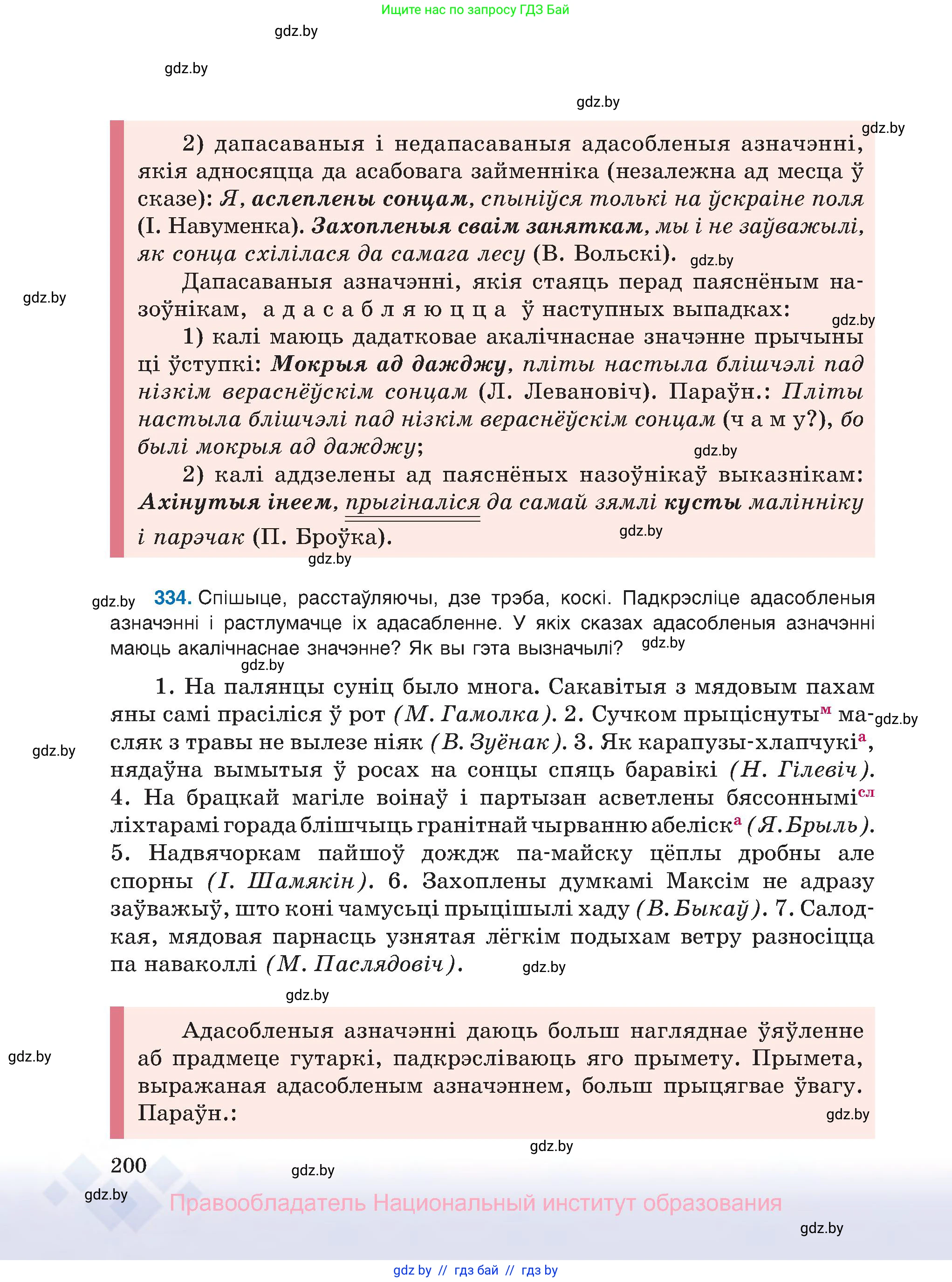 Белорусский язык (Беларуская мова), 8 класс Учебник, авторы: Бадзевіч Зінаіда Іванаўна, Саматыя Ірына Мікалаеўна, издательство Нацыянальны інстытут адукацыі, Минск, 2020, страница 200