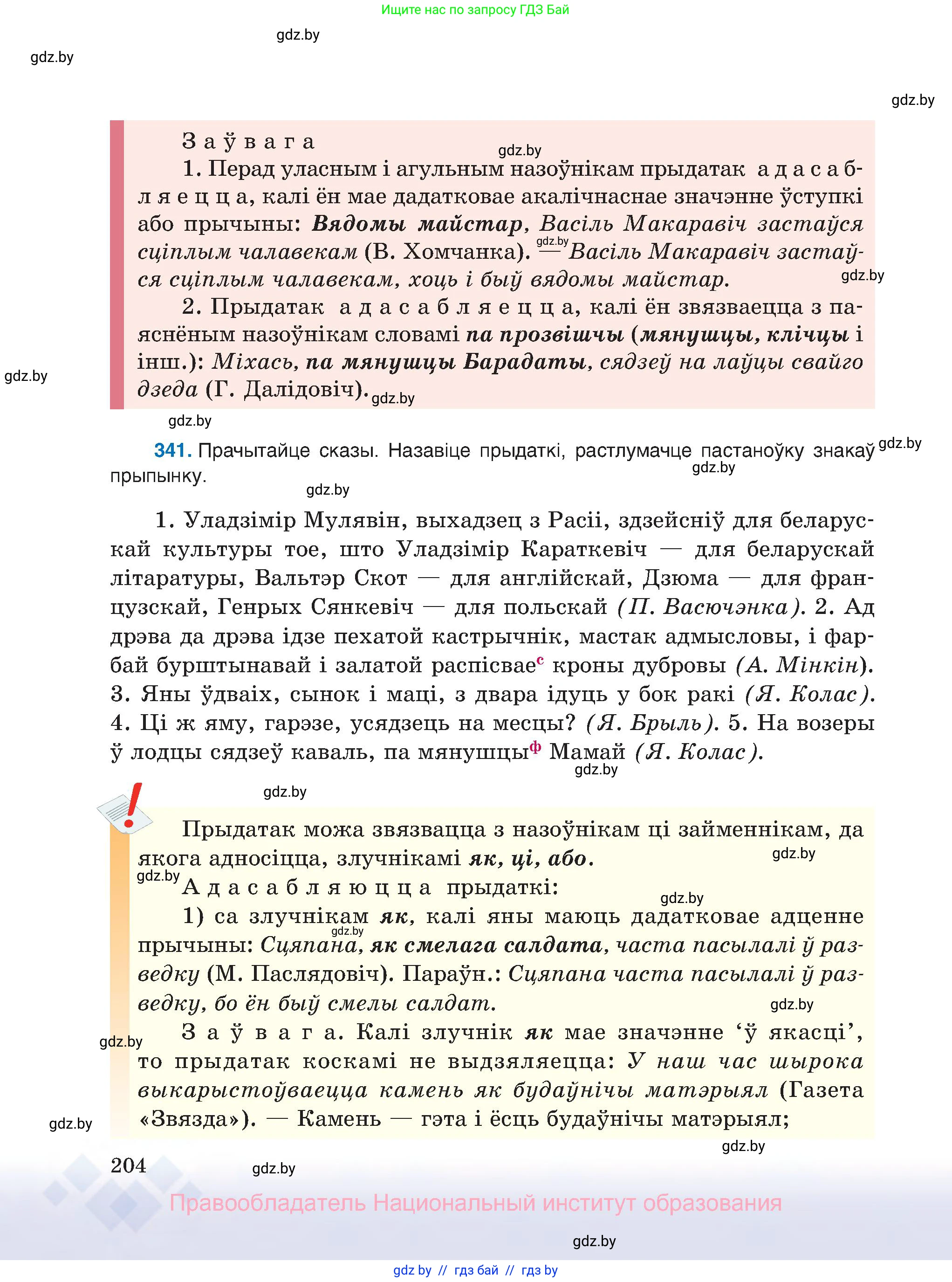 Белорусский язык (Беларуская мова), 8 класс Учебник, авторы: Бадзевіч Зінаіда Іванаўна, Саматыя Ірына Мікалаеўна, издательство Нацыянальны інстытут адукацыі, Минск, 2020, страница 204