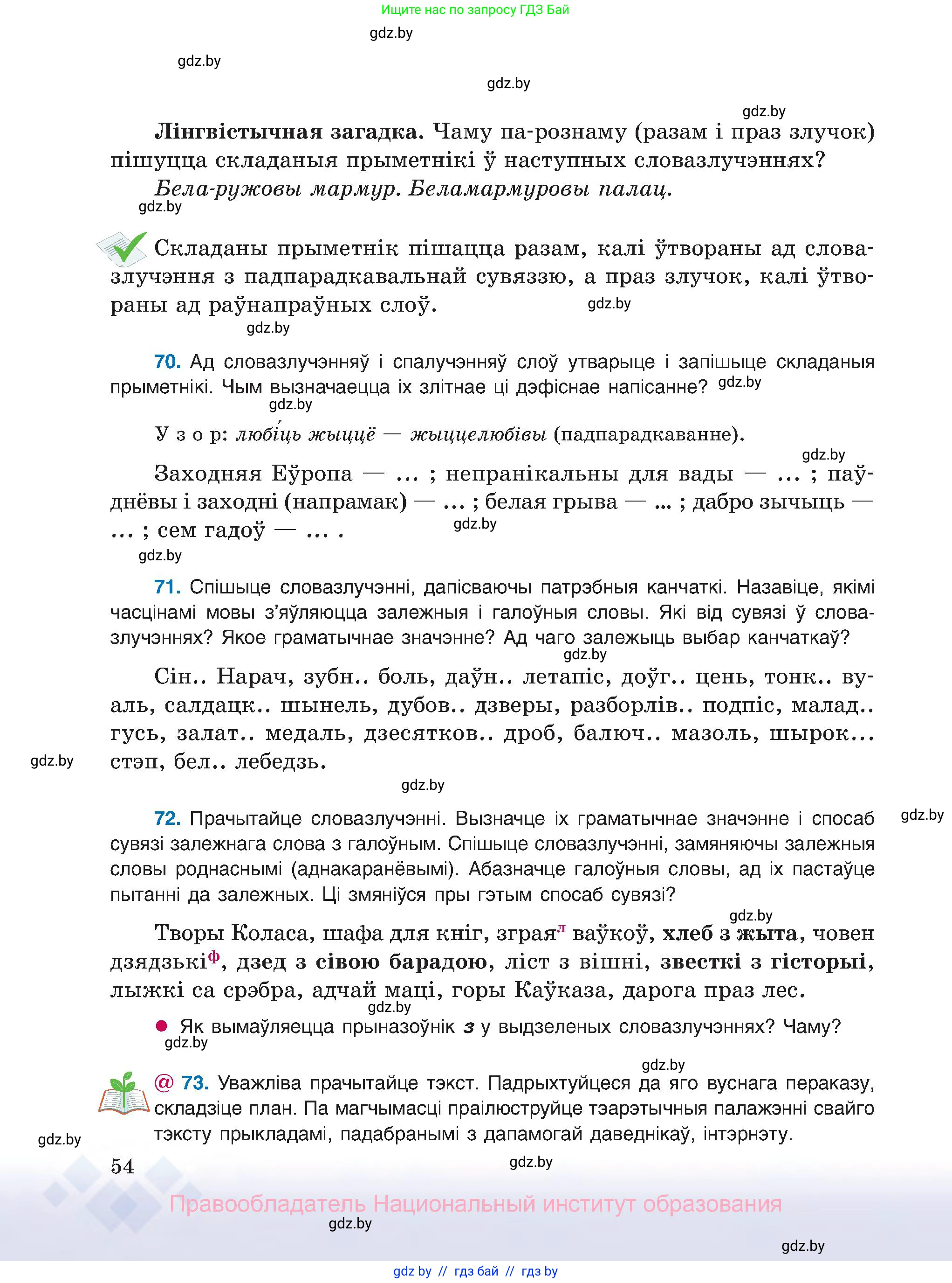 Белорусский язык (Беларуская мова), 8 класс Учебник, авторы: Бадзевіч Зінаіда Іванаўна, Саматыя Ірына Мікалаеўна, издательство Нацыянальны інстытут адукацыі, Минск, 2020, страница 54