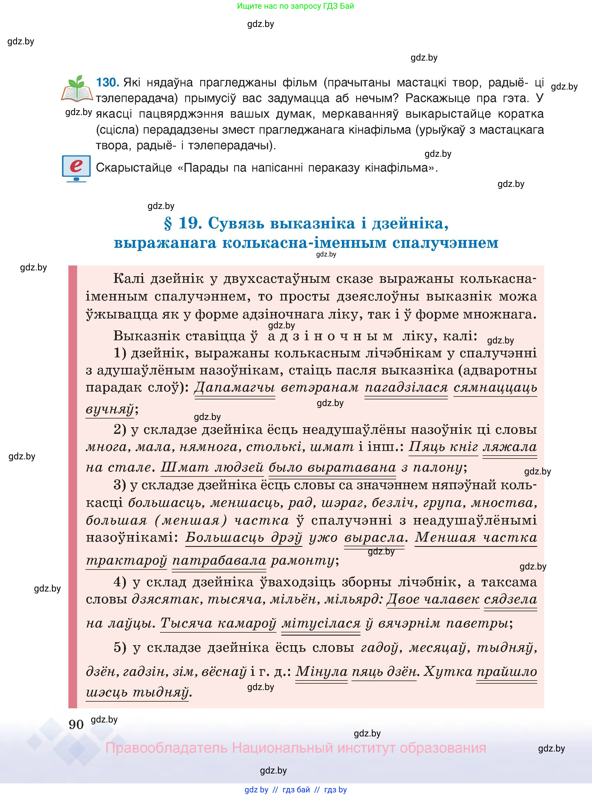 Белорусский язык (Беларуская мова), 8 класс Учебник, авторы: Бадзевіч Зінаіда Іванаўна, Саматыя Ірына Мікалаеўна, издательство Нацыянальны інстытут адукацыі, Минск, 2020, страница 90