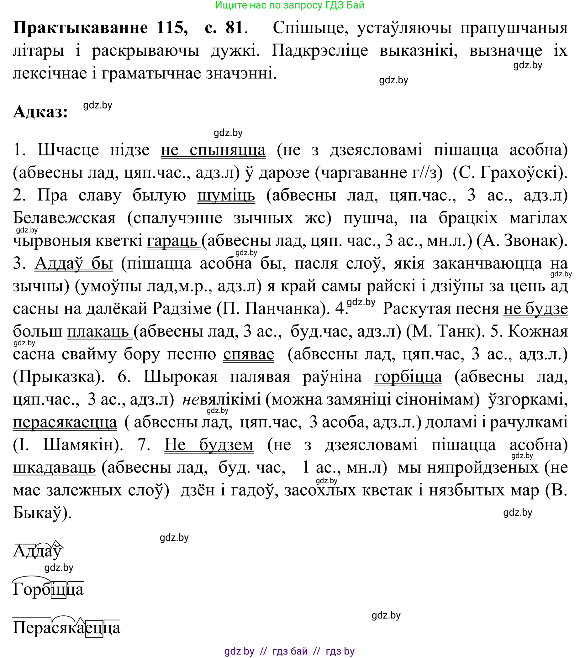 Белорусский язык (Беларуская мова), 8 класс Учебник, авторы: Бадзевіч Зінаіда Іванаўна, Саматыя Ірына Мікалаеўна, издательство Нацыянальны інстытут адукацыі, Минск, 2020, страница 81, номер 115, Решение