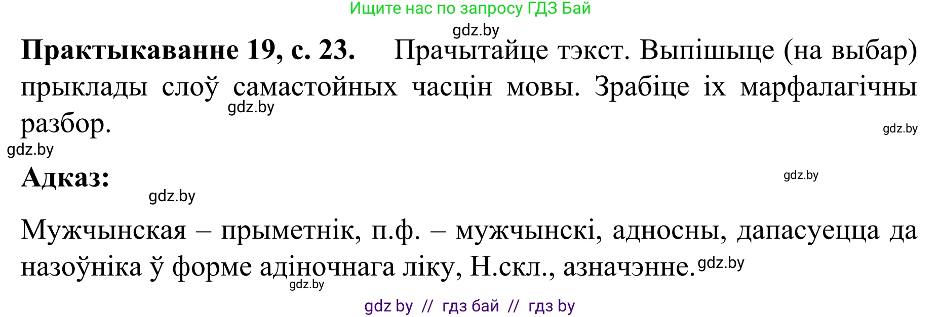 Белорусский язык (Беларуская мова), 8 класс Учебник, авторы: Бадзевіч Зінаіда Іванаўна, Саматыя Ірына Мікалаеўна, издательство Нацыянальны інстытут адукацыі, Минск, 2020, страница 23, номер 19, Решение