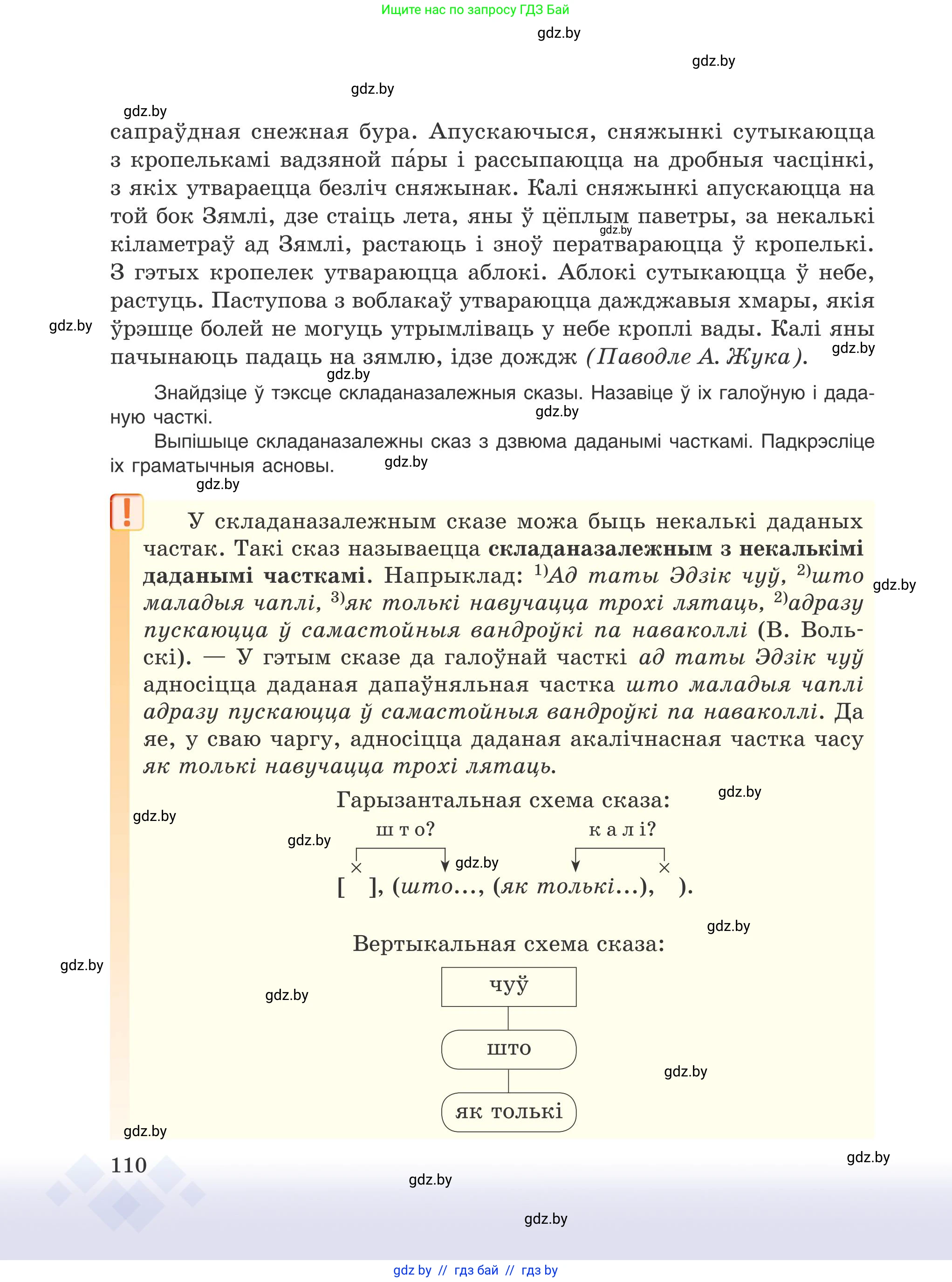 Белорусский язык (Беларуская мова), 9 класс Учебник, авторы: Валочка Ганна Міхайлаўна, Васюковіч Людміла Сяргееўна, Зелянко Вольга Уладзіміраўна, Якуба Святлана Міхайлаўна, Байкова С І, издательство Акадэмія адукацыі, Минск, 2025, сиреневого цвета, страница 110