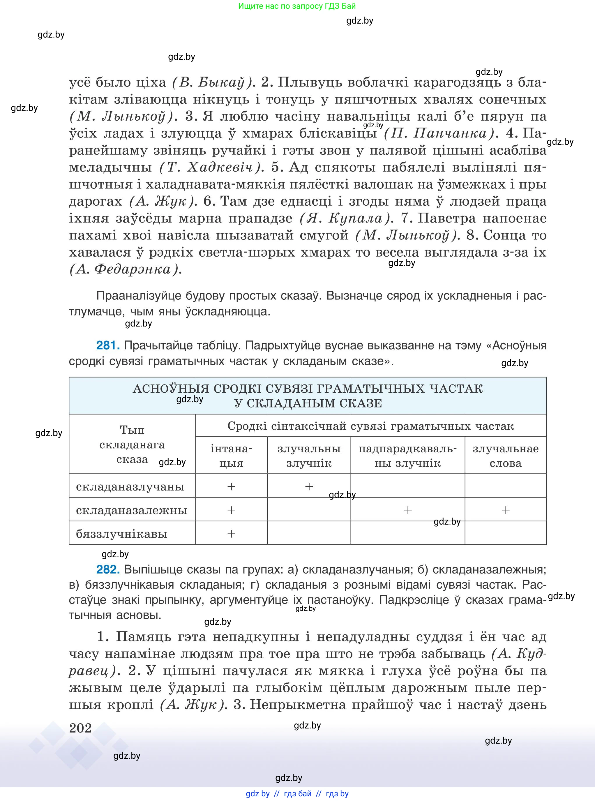 Белорусский язык (Беларуская мова), 9 класс Учебник, авторы: Валочка Ганна Міхайлаўна, Васюковіч Людміла Сяргееўна, Зелянко Вольга Уладзіміраўна, Якуба Святлана Міхайлаўна, Байкова С І, издательство Акадэмія адукацыі, Минск, 2025, сиреневого цвета, страница 202