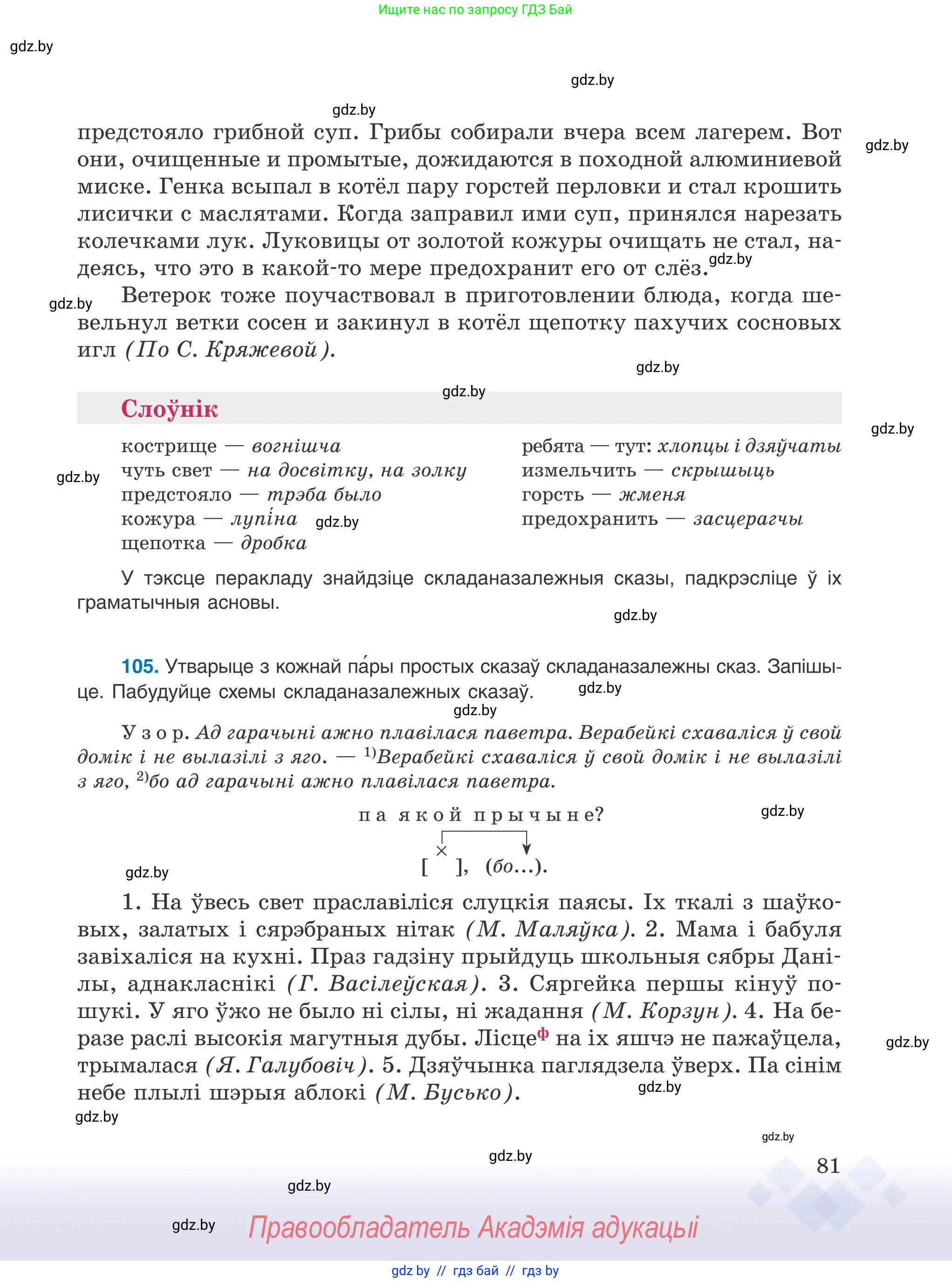 Белорусский язык (Беларуская мова), 9 класс Учебник, авторы: Валочка Ганна Міхайлаўна, Васюковіч Людміла Сяргееўна, Зелянко Вольга Уладзіміраўна, Якуба Святлана Міхайлаўна, Байкова С І, издательство Акадэмія адукацыі, Минск, 2025, сиреневого цвета, страница 81