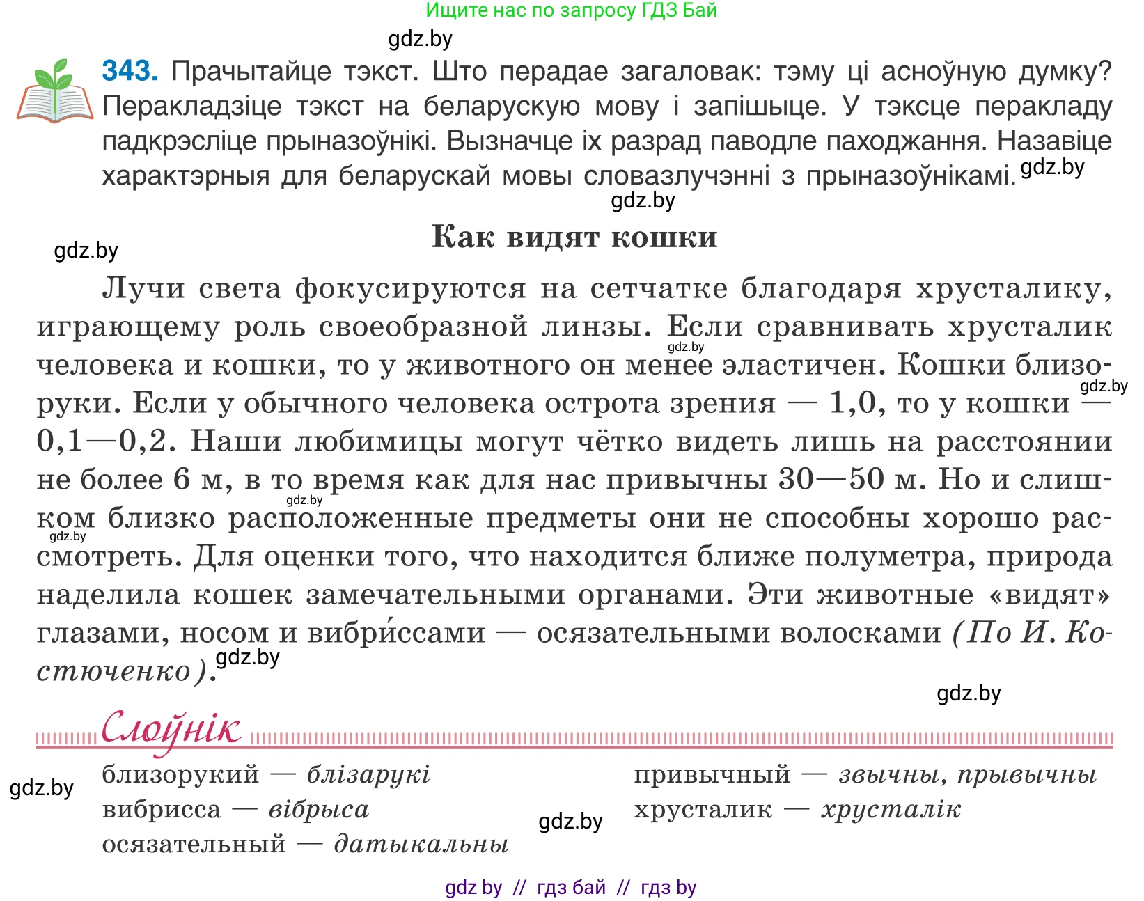 Белорусский язык (Беларуская мова), 10 класс Учебник, авторы: Валочка Ганна Міхайлаўна, Васюковіч Людміла Сяргееўна, Зелянко Вольга Уладзіміраўна, Міхнёнак С С, Якуба Святлана Міхайлаўна, издательство Нацыянальны інстытут адукацыі, Минск, 2020, страница 209, номер 343, Условие