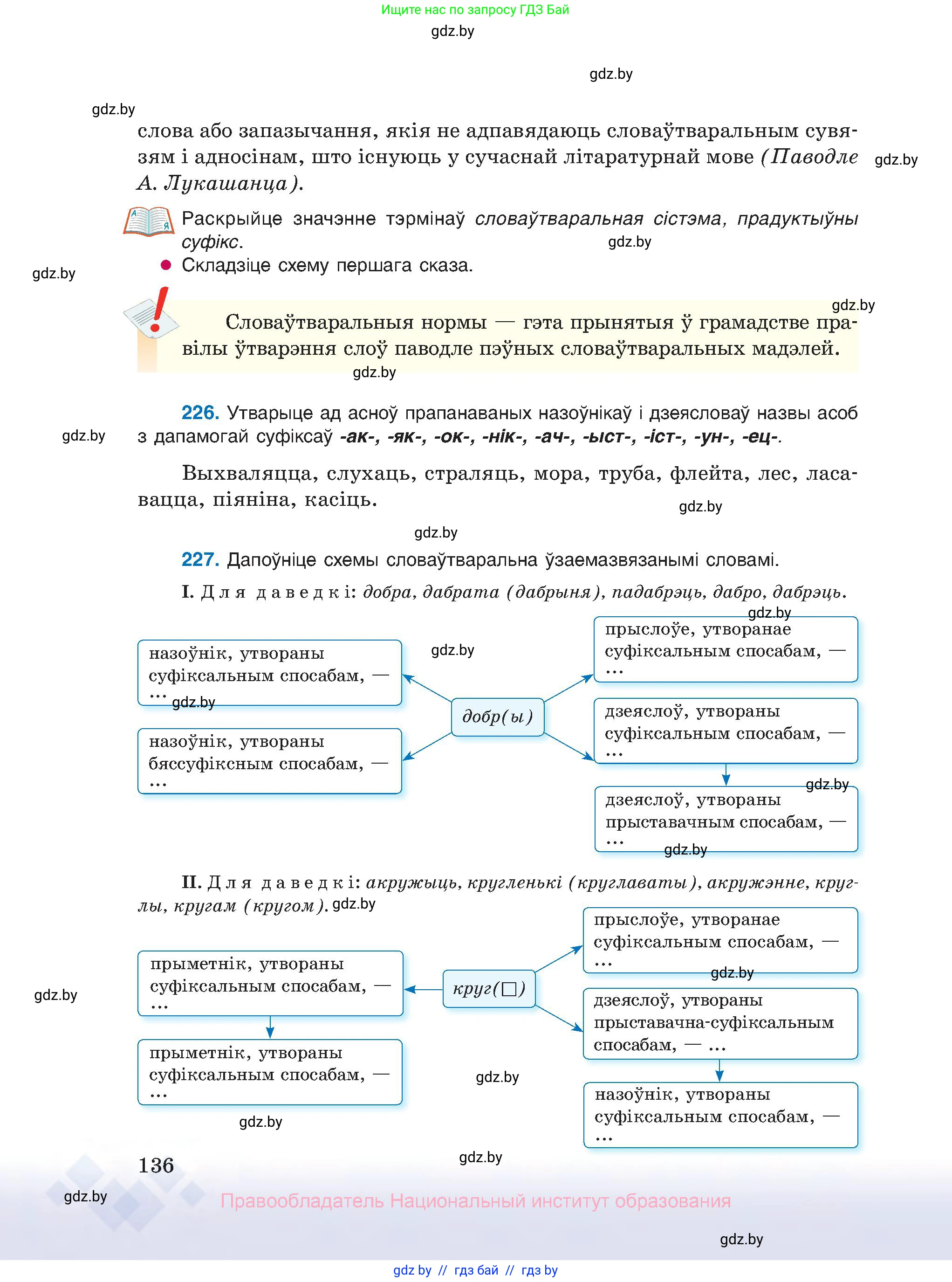 Белорусский язык (Беларуская мова), 10 класс Учебник, авторы: Валочка Ганна Міхайлаўна, Васюковіч Людміла Сяргееўна, Зелянко Вольга Уладзіміраўна, Міхнёнак С С, Якуба Святлана Міхайлаўна, издательство Нацыянальны інстытут адукацыі, Минск, 2020, страница 136