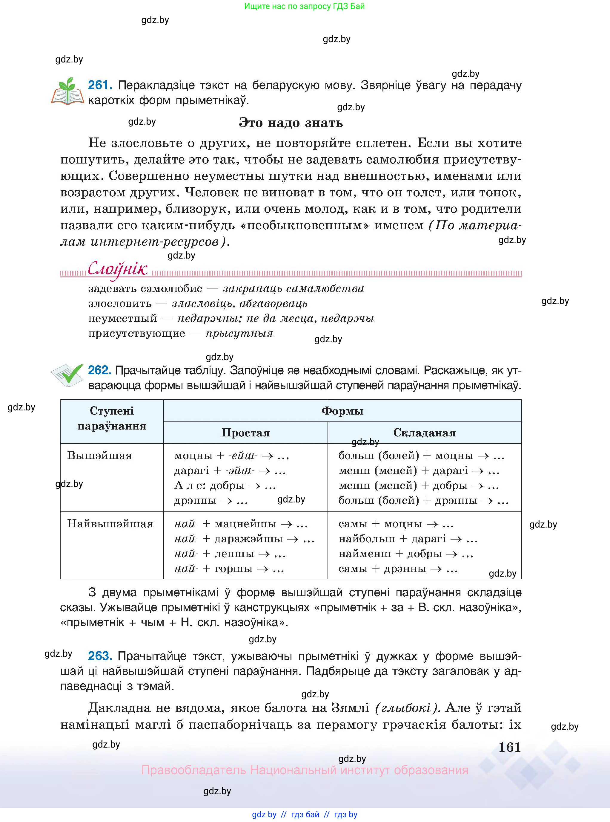 Белорусский язык (Беларуская мова), 10 класс Учебник, авторы: Валочка Ганна Міхайлаўна, Васюковіч Людміла Сяргееўна, Зелянко Вольга Уладзіміраўна, Міхнёнак С С, Якуба Святлана Міхайлаўна, издательство Нацыянальны інстытут адукацыі, Минск, 2020, страница 161