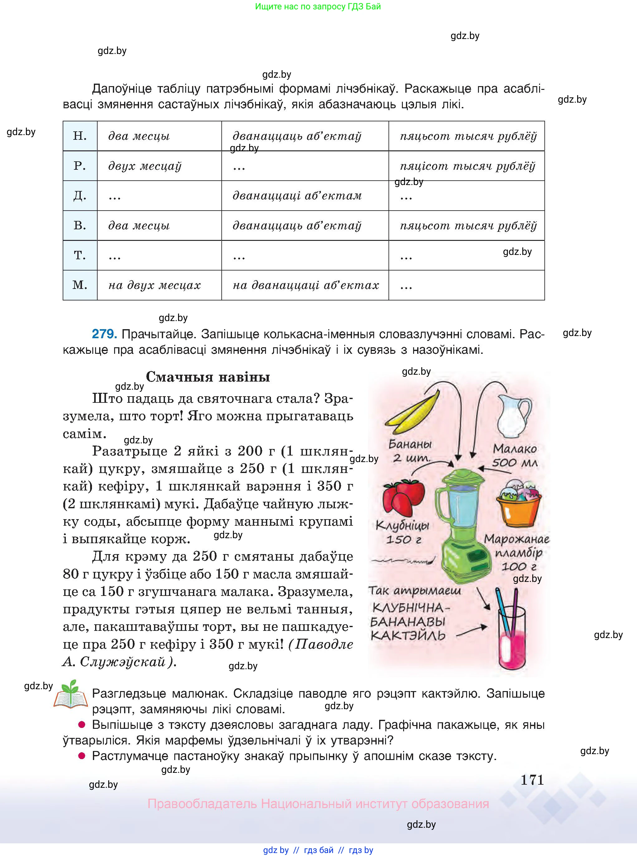 Белорусский язык (Беларуская мова), 10 класс Учебник, авторы: Валочка Ганна Міхайлаўна, Васюковіч Людміла Сяргееўна, Зелянко Вольга Уладзіміраўна, Міхнёнак С С, Якуба Святлана Міхайлаўна, издательство Нацыянальны інстытут адукацыі, Минск, 2020, страница 171