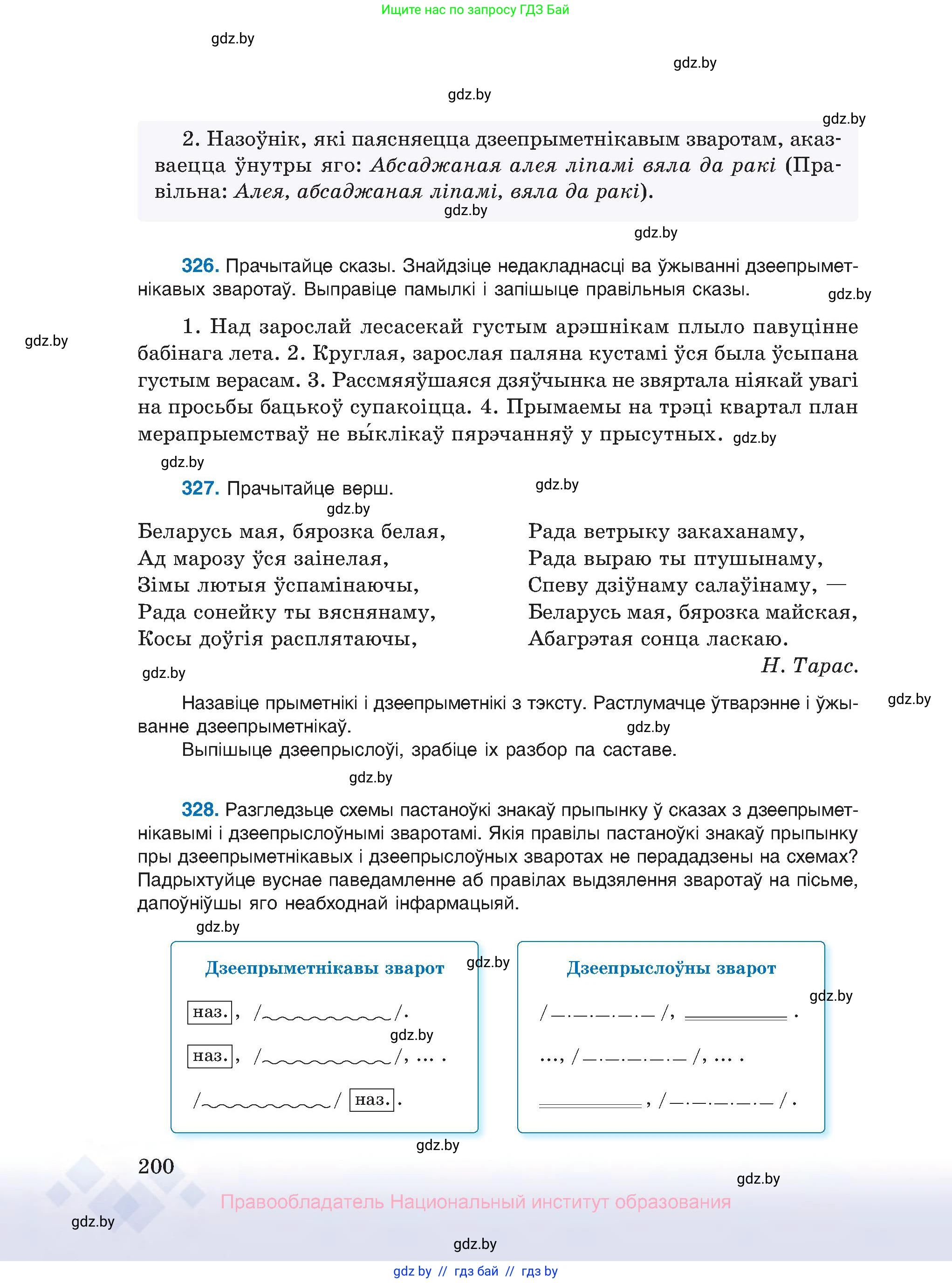 Белорусский язык (Беларуская мова), 10 класс Учебник, авторы: Валочка Ганна Міхайлаўна, Васюковіч Людміла Сяргееўна, Зелянко Вольга Уладзіміраўна, Міхнёнак С С, Якуба Святлана Міхайлаўна, издательство Нацыянальны інстытут адукацыі, Минск, 2020, страница 200