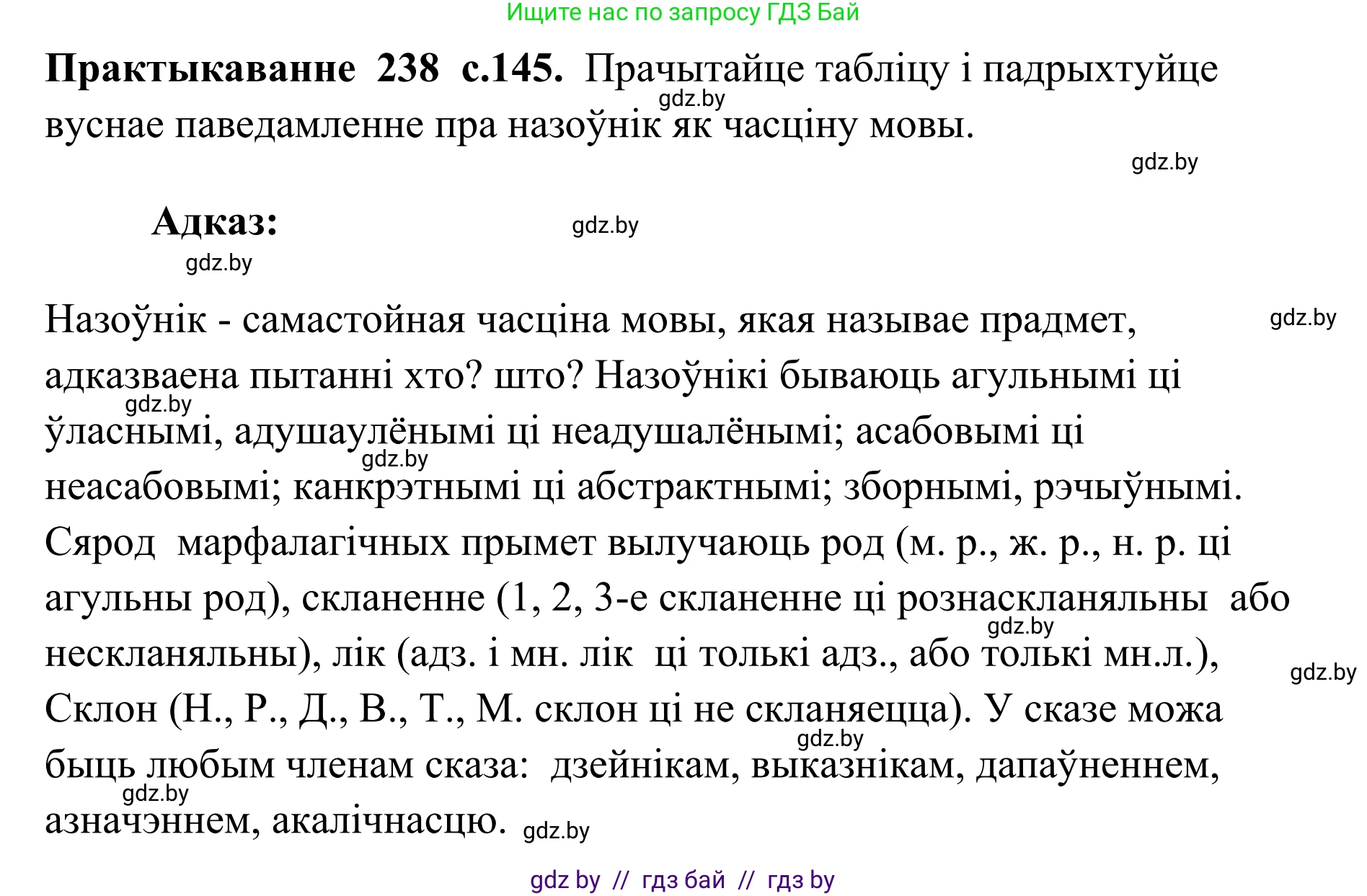 Белорусский язык (Беларуская мова), 10 класс Учебник, авторы: Валочка Ганна Міхайлаўна, Васюковіч Людміла Сяргееўна, Зелянко Вольга Уладзіміраўна, Міхнёнак С С, Якуба Святлана Міхайлаўна, издательство Нацыянальны інстытут адукацыі, Минск, 2020, страница 145, номер 238, Решение 1