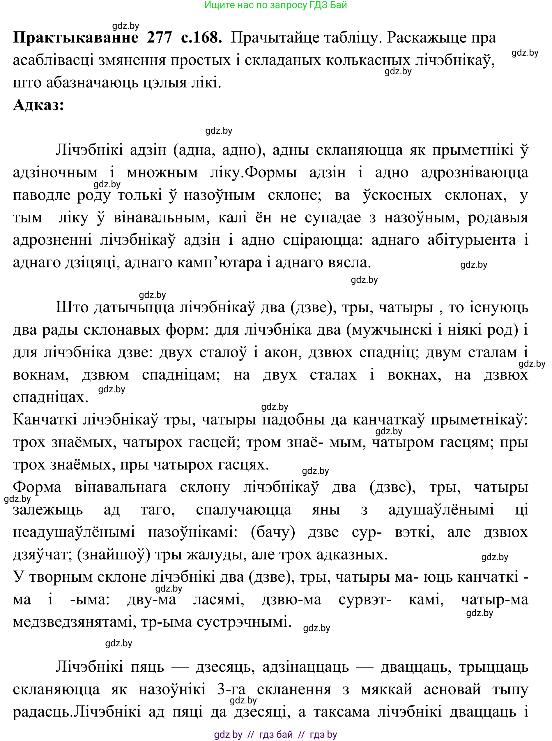Белорусский язык (Беларуская мова), 10 класс Учебник, авторы: Валочка Ганна Міхайлаўна, Васюковіч Людміла Сяргееўна, Зелянко Вольга Уладзіміраўна, Міхнёнак С С, Якуба Святлана Міхайлаўна, издательство Нацыянальны інстытут адукацыі, Минск, 2020, страница 168, номер 277, Решение 1