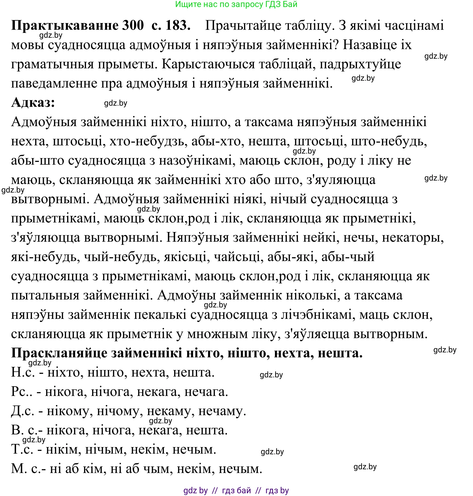 Белорусский язык (Беларуская мова), 10 класс Учебник, авторы: Валочка Ганна Міхайлаўна, Васюковіч Людміла Сяргееўна, Зелянко Вольга Уладзіміраўна, Міхнёнак С С, Якуба Святлана Міхайлаўна, издательство Нацыянальны інстытут адукацыі, Минск, 2020, страница 183, номер 300, Решение 1