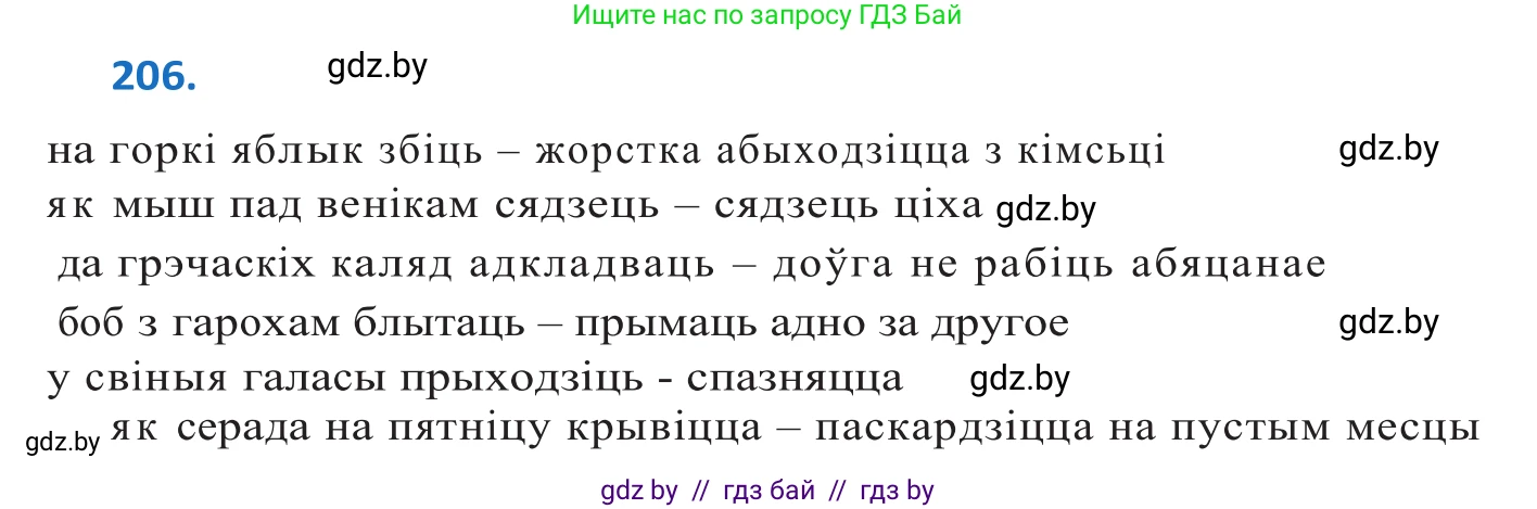 Белорусский язык (Беларуская мова), 10 класс Учебник, авторы: Валочка Ганна Міхайлаўна, Васюковіч Людміла Сяргееўна, Зелянко Вольга Уладзіміраўна, Міхнёнак С С, Якуба Святлана Міхайлаўна, издательство Нацыянальны інстытут адукацыі, Минск, 2020, страница 119, номер 206, Решение 2