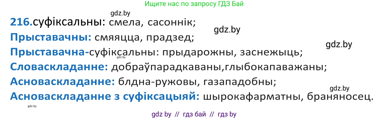 Белорусский язык (Беларуская мова), 10 класс Учебник, авторы: Валочка Ганна Міхайлаўна, Васюковіч Людміла Сяргееўна, Зелянко Вольга Уладзіміраўна, Міхнёнак С С, Якуба Святлана Міхайлаўна, издательство Нацыянальны інстытут адукацыі, Минск, 2020, страница 128, номер 216, Решение 2