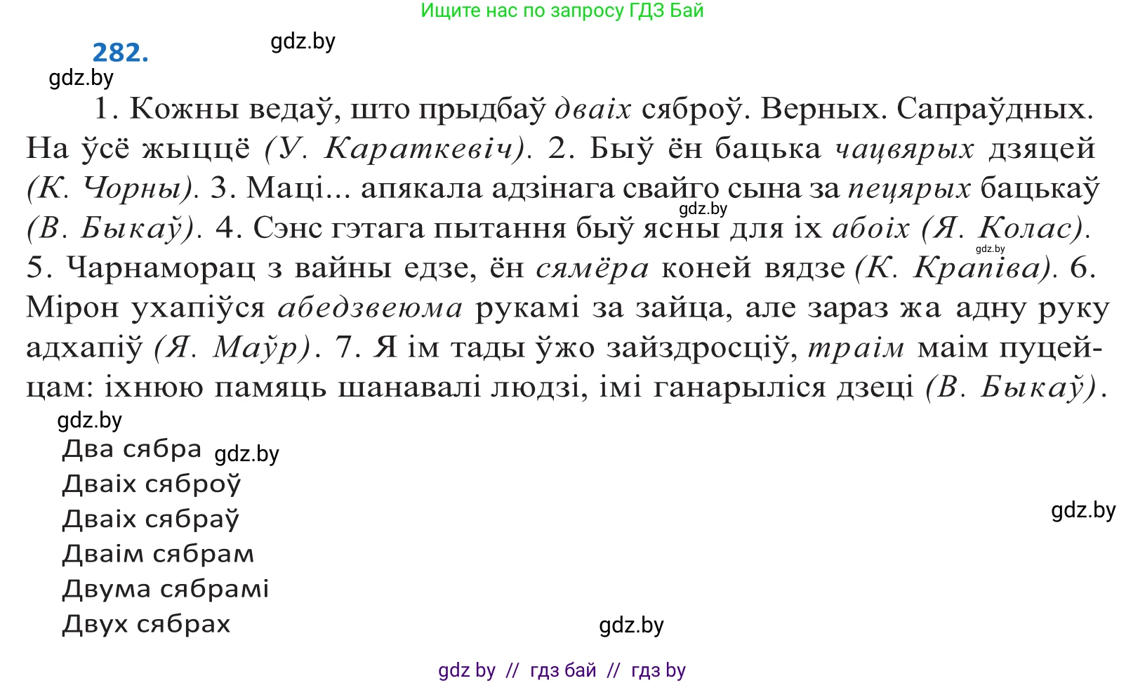 Белорусский язык (Беларуская мова), 10 класс Учебник, авторы: Валочка Ганна Міхайлаўна, Васюковіч Людміла Сяргееўна, Зелянко Вольга Уладзіміраўна, Міхнёнак С С, Якуба Святлана Міхайлаўна, издательство Нацыянальны інстытут адукацыі, Минск, 2020, страница 173, номер 282, Решение 2