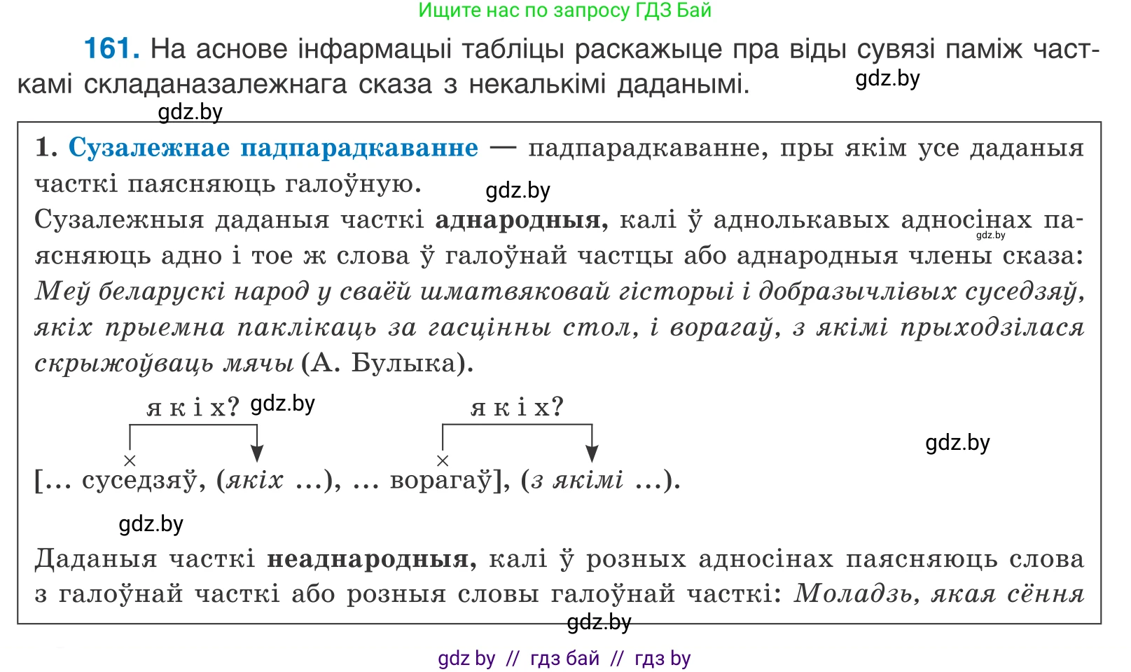 Белорусский язык (Беларуская мова), 11 класс Учебник, авторы: Валочка Ганна Міхайлаўна, Васюковіч Людміла Сяргееўна, Зелянко Вольга Уладзіміраўна, Міхнёнак С С, Якуба Святлана Міхайлаўна, издательство Нацыянальны інстытут адукацыі, Минск, 2021, страница 112, номер 161, Условие