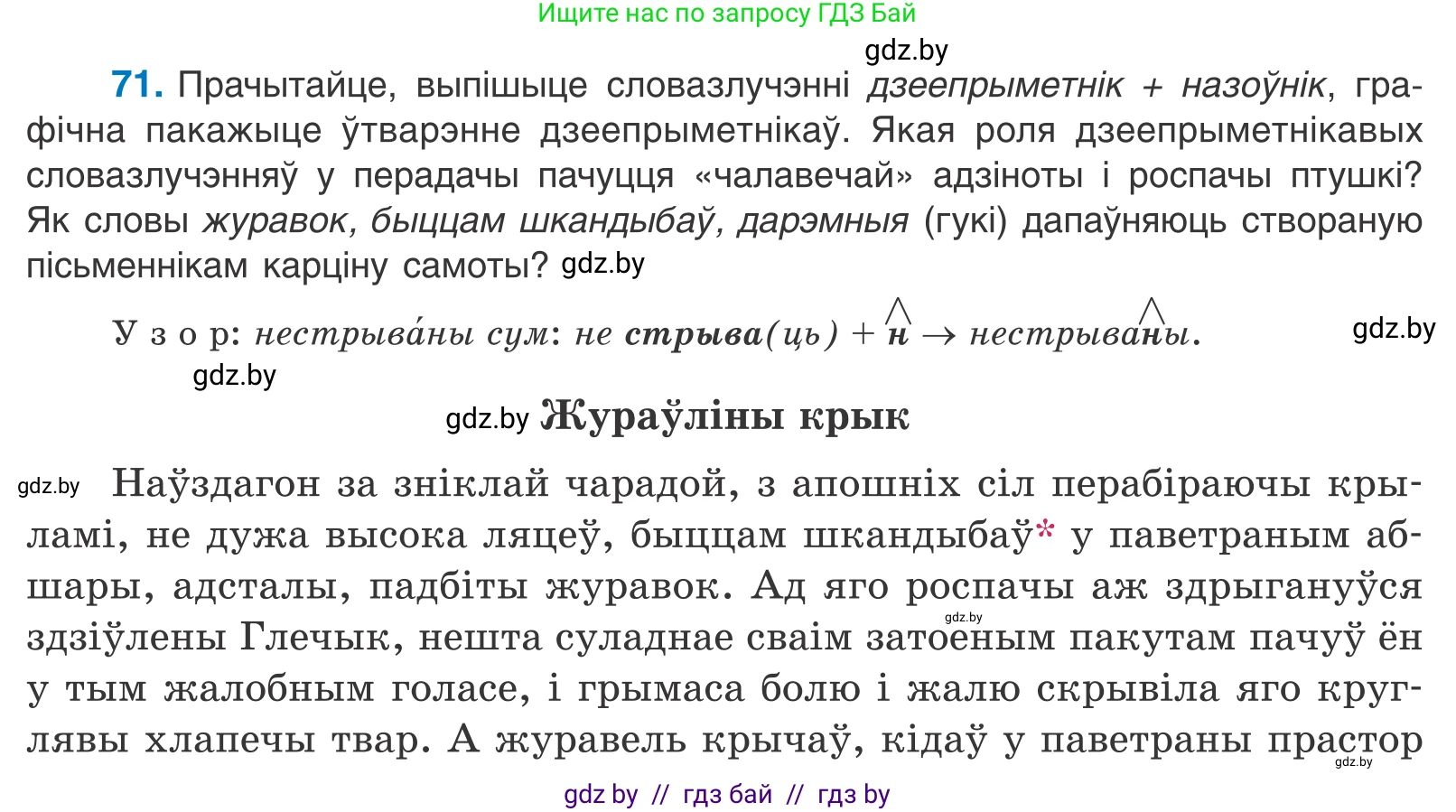 Белорусский язык (Беларуская мова), 11 класс Учебник, авторы: Валочка Ганна Міхайлаўна, Васюковіч Людміла Сяргееўна, Зелянко Вольга Уладзіміраўна, Міхнёнак С С, Якуба Святлана Міхайлаўна, издательство Нацыянальны інстытут адукацыі, Минск, 2021, страница 53, номер 71, Условие