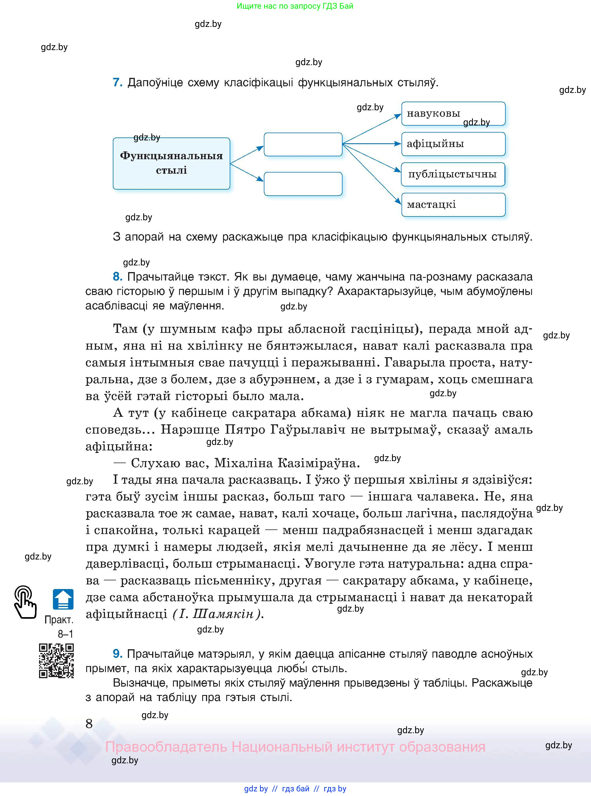 Белорусский язык (Беларуская мова), 11 класс Учебник, авторы: Валочка Ганна Міхайлаўна, Васюковіч Людміла Сяргееўна, Зелянко Вольга Уладзіміраўна, Міхнёнак С С, Якуба Святлана Міхайлаўна, издательство Нацыянальны інстытут адукацыі, Минск, 2021, страница 8