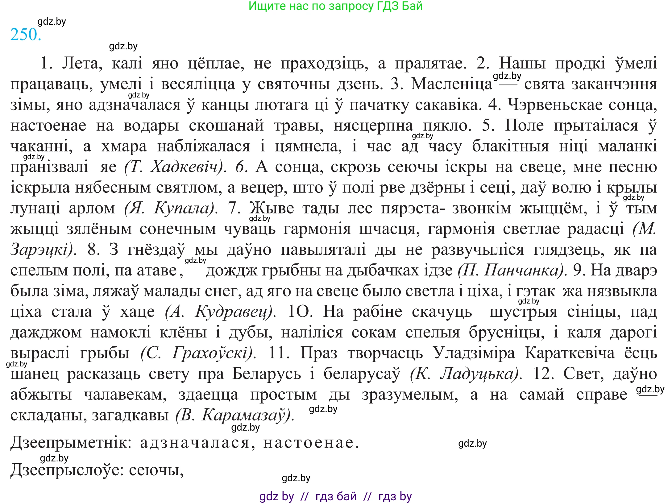 Белорусский язык (Беларуская мова), 11 класс Учебник, авторы: Валочка Ганна Міхайлаўна, Васюковіч Людміла Сяргееўна, Зелянко Вольга Уладзіміраўна, Міхнёнак С С, Якуба Святлана Міхайлаўна, издательство Нацыянальны інстытут адукацыі, Минск, 2021, страница 169, номер 250, Решение 2