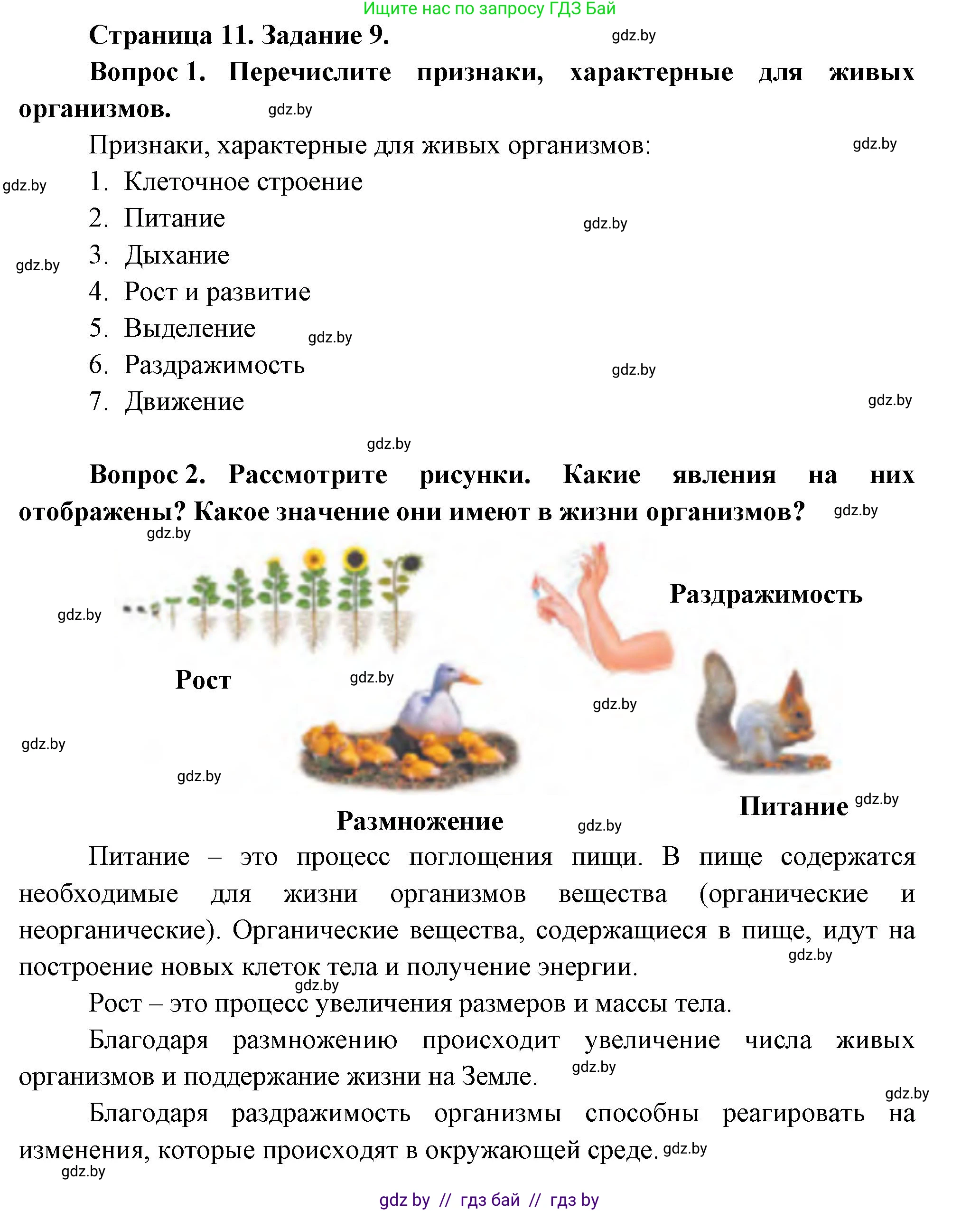 Биология, 6 класс рабочая тетрадь, авторы: Лисов Николай Дмитриевич, Борщевская Елена Валерьевна, издательство Аверсэв, Минск, 2021, жёлтого цвета, страница 11, номер 9, Решение