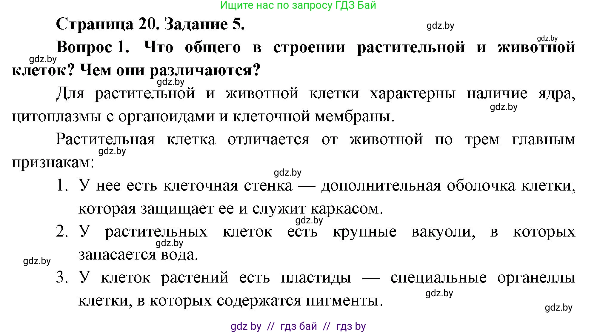Биология, 6 класс рабочая тетрадь, авторы: Лисов Николай Дмитриевич, Борщевская Елена Валерьевна, издательство Аверсэв, Минск, 2021, жёлтого цвета, страница 20, номер 5, Решение